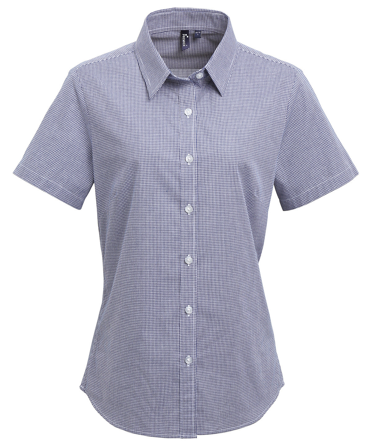 Premier Women's Microcheck (Gingham) short sleeve cotton shirt, image 4