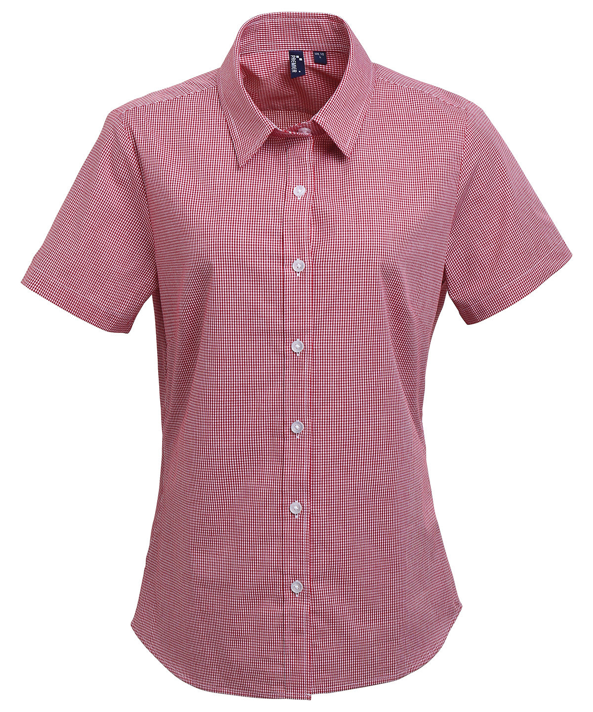 Premier Women's Microcheck (Gingham) short sleeve cotton shirt, image 5