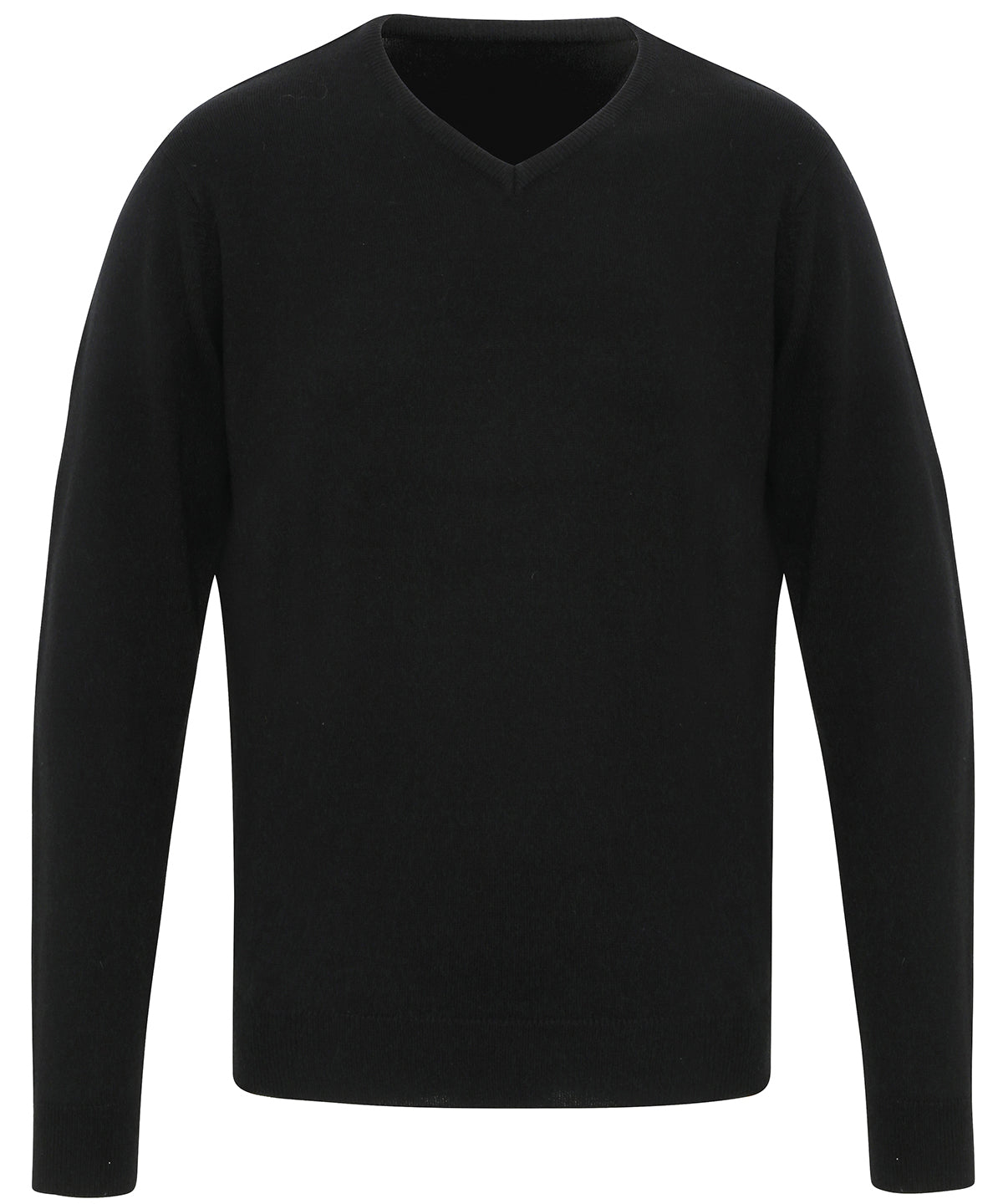 Premier 'Essential' acrylic v-neck sweater in Black, front view