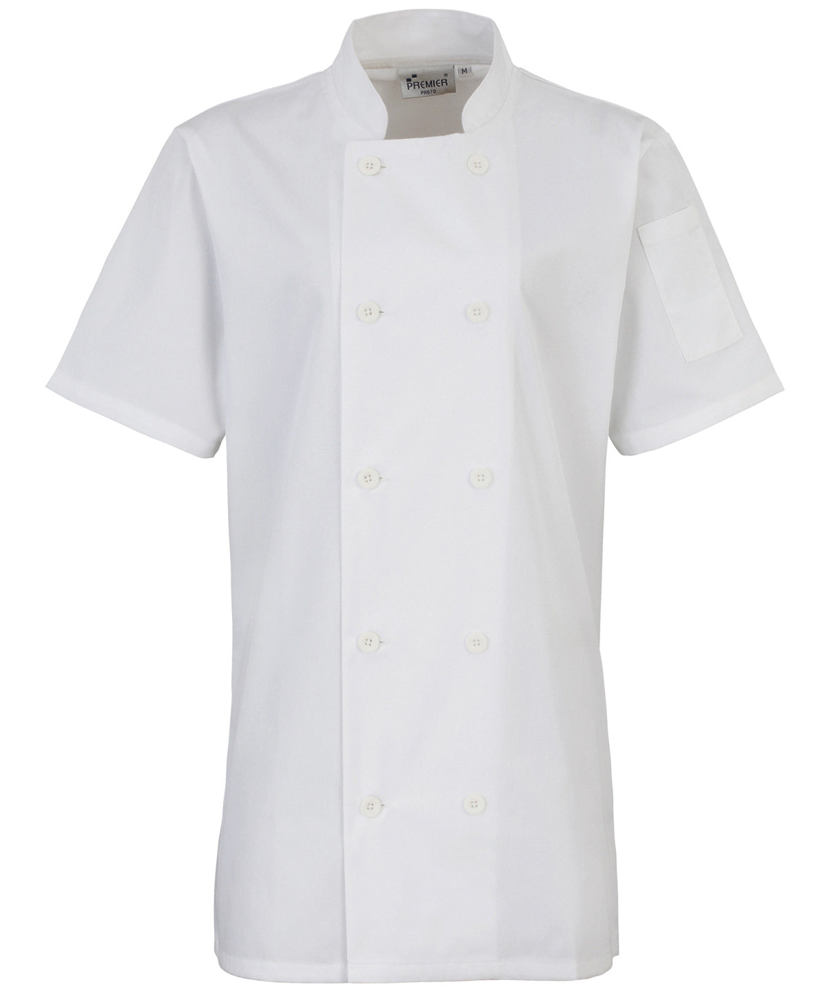 Premier Women's short sleeve chef's jacket in White, image 2