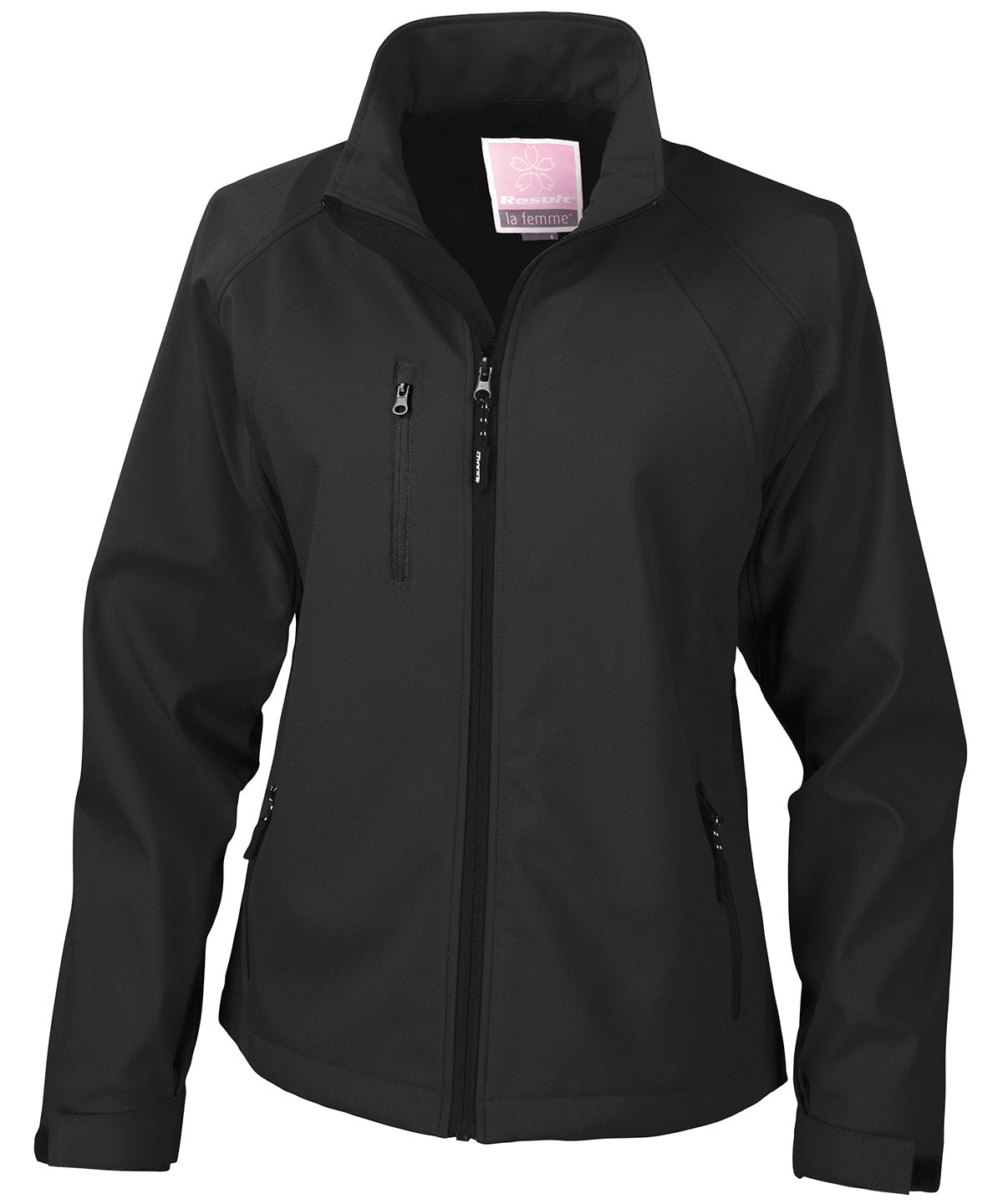 Result Women's baselayer softshell jacket in Black, front view