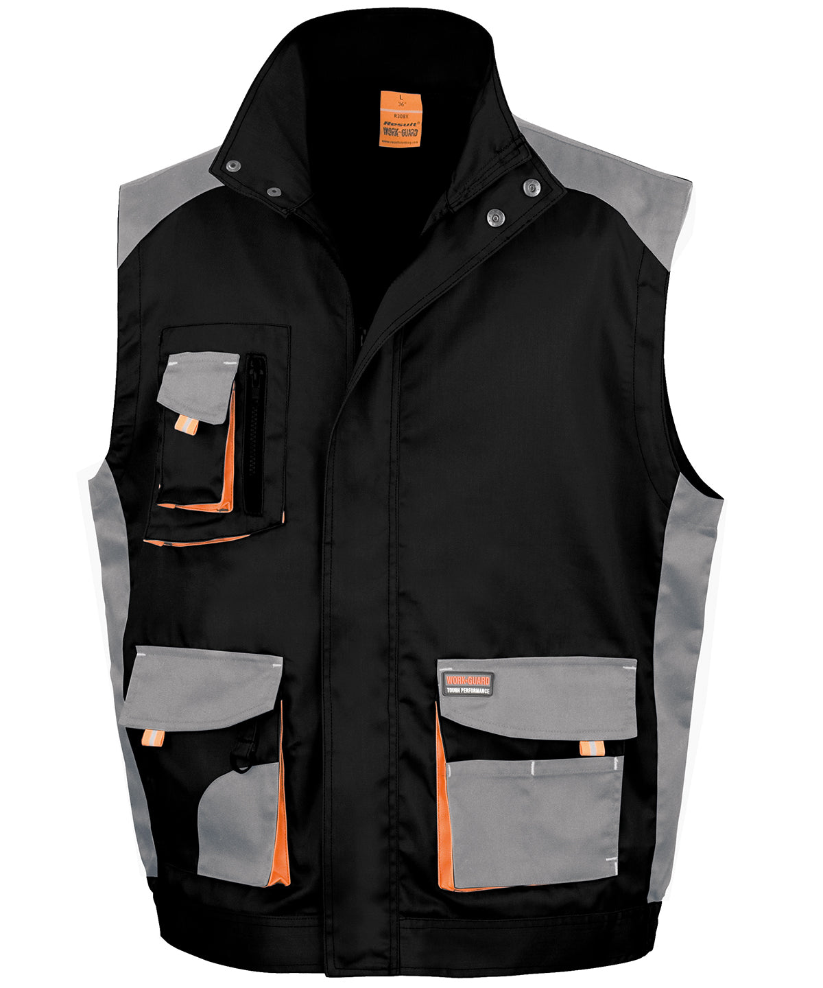 Result Workguard Work-Guard lite gilet in Black/Grey/Orange, image 2
