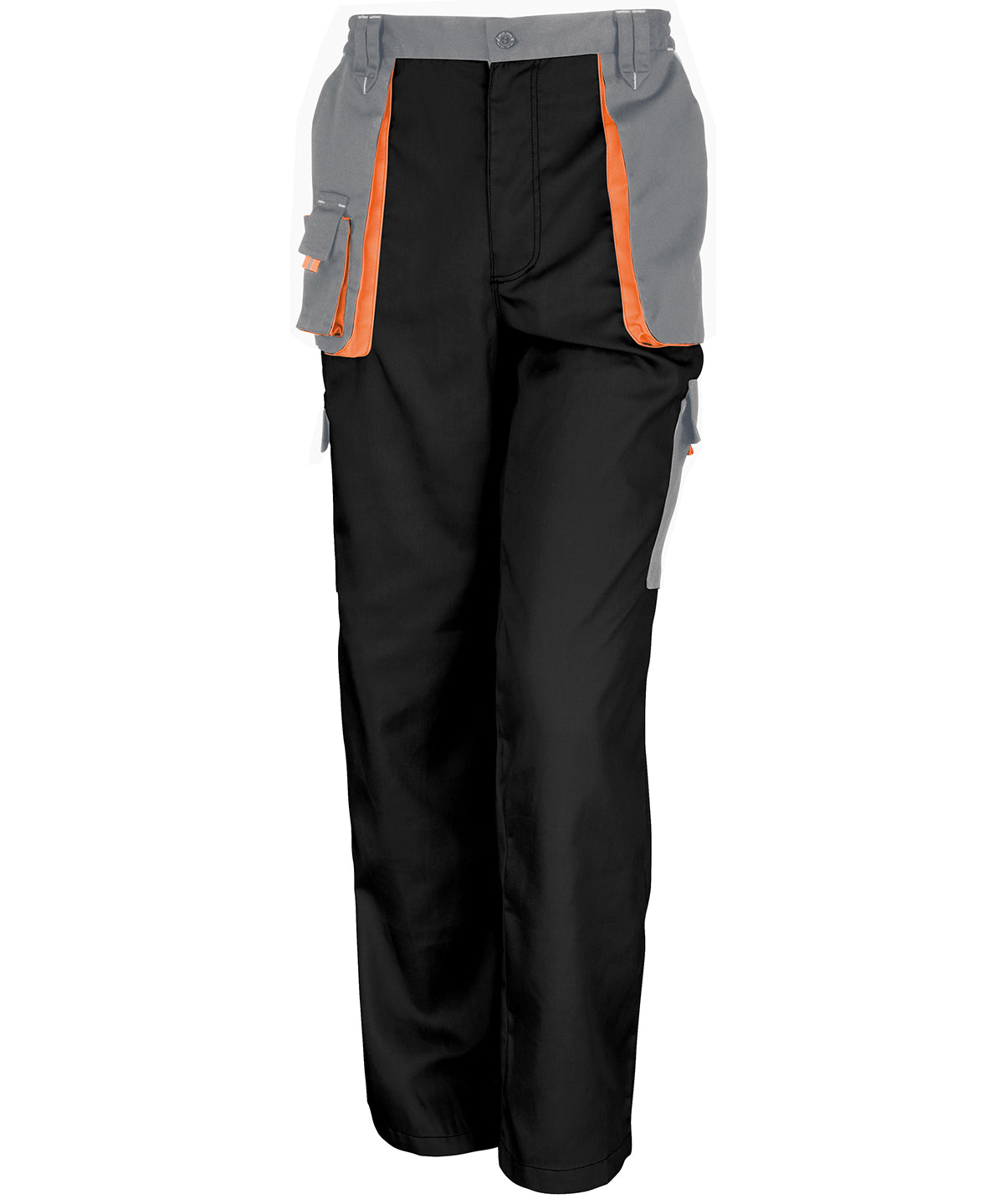 Result Workguard Work-Guard lite trousers in Black/Grey/Orange, image 2