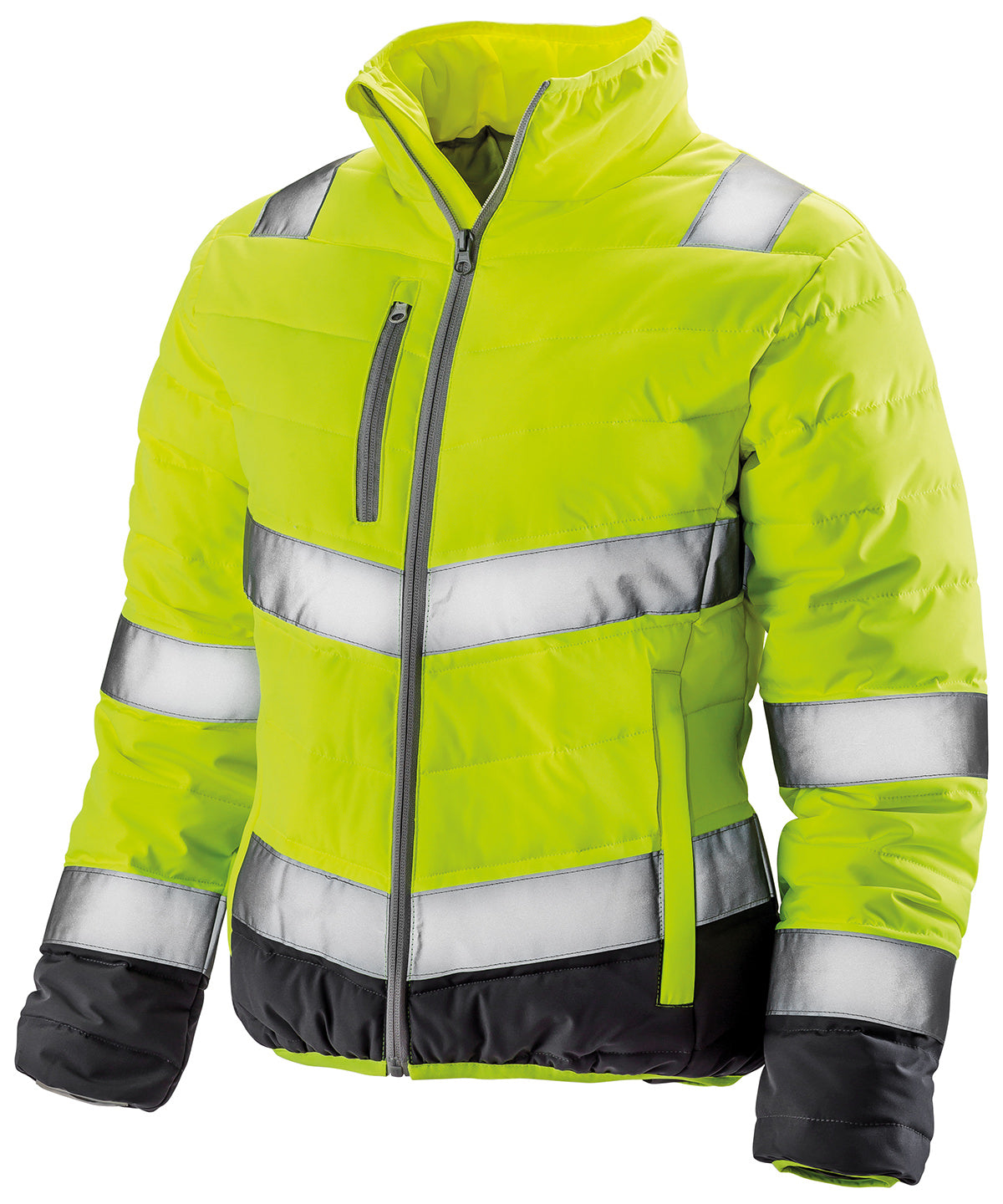 Result Safeguard Women's soft padded safety jacket in Fluorescent Yellow/Grey, image 3