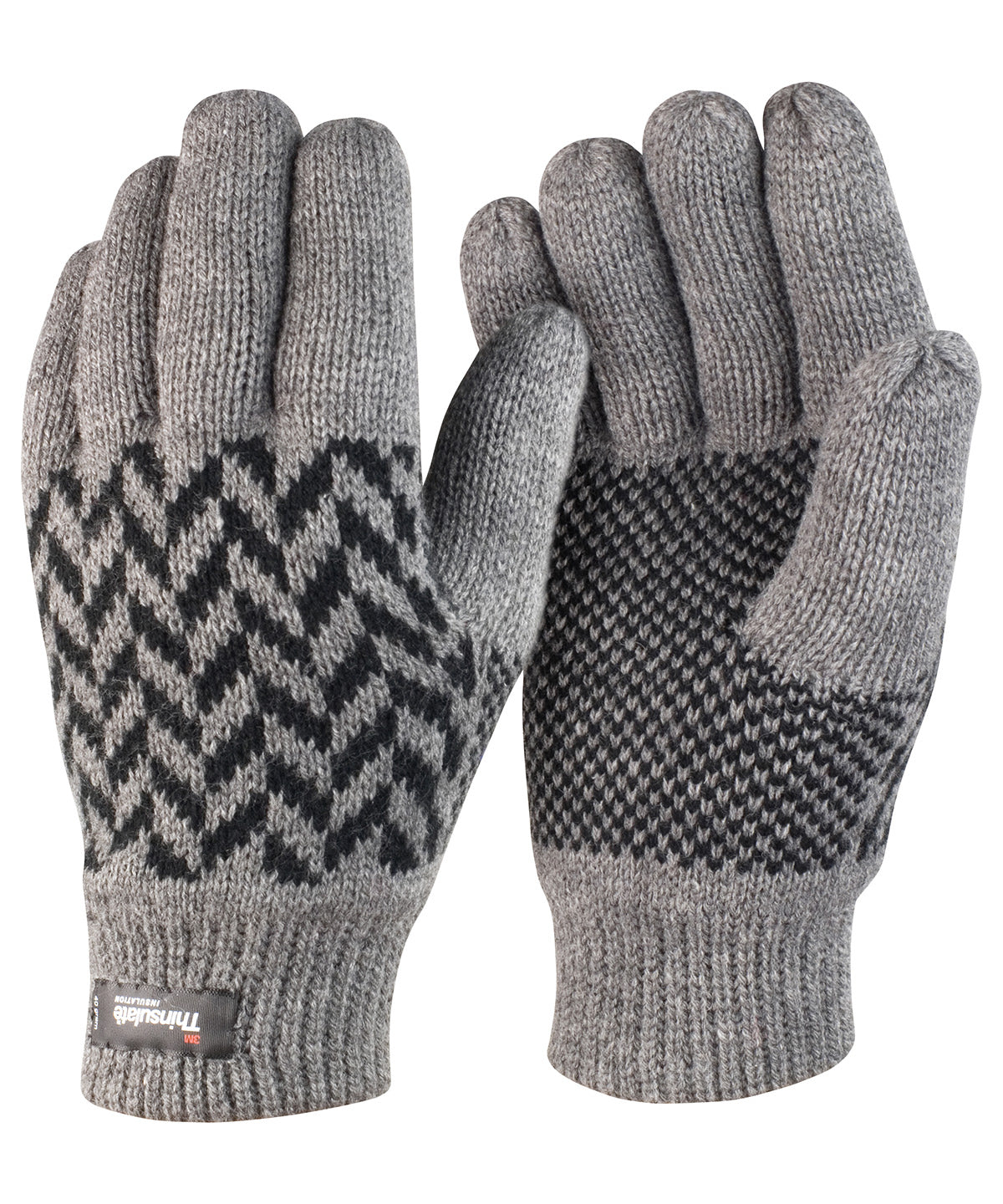Result Winter Essentials Pattern Thinsulate glove in Grey/Black, image 2