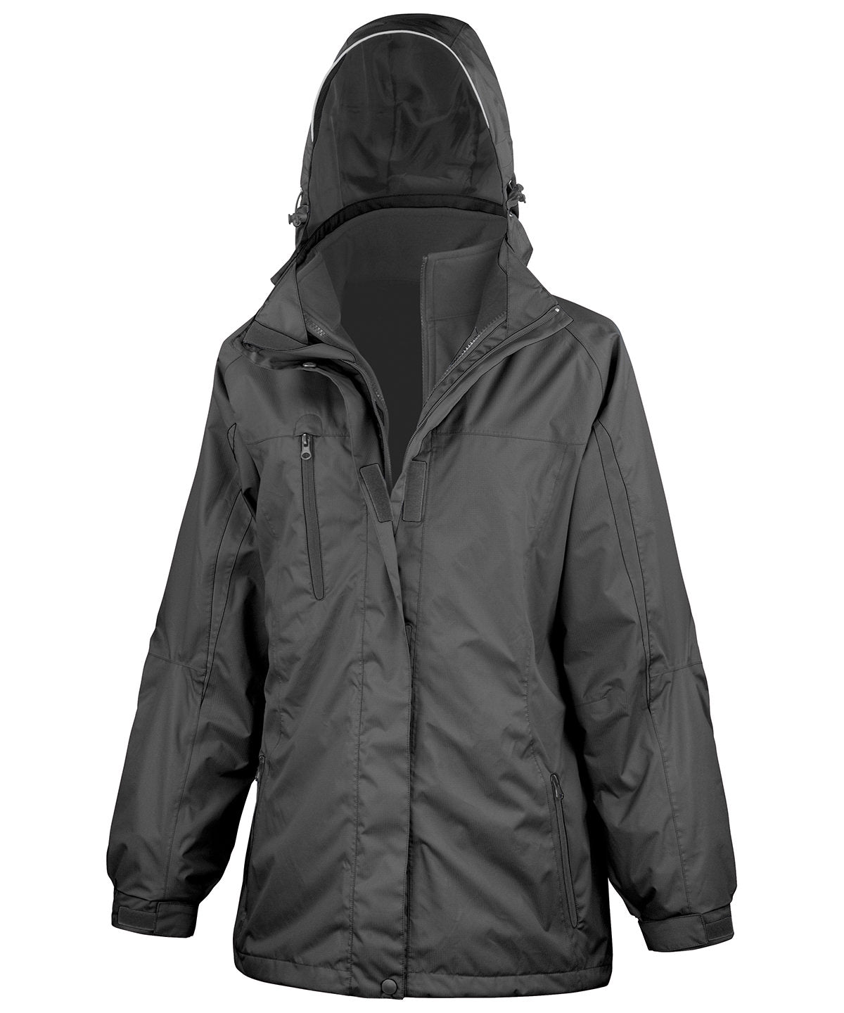 Result Women's 3-in-1 journey jacket with softshell inner in Black/Black, image 2