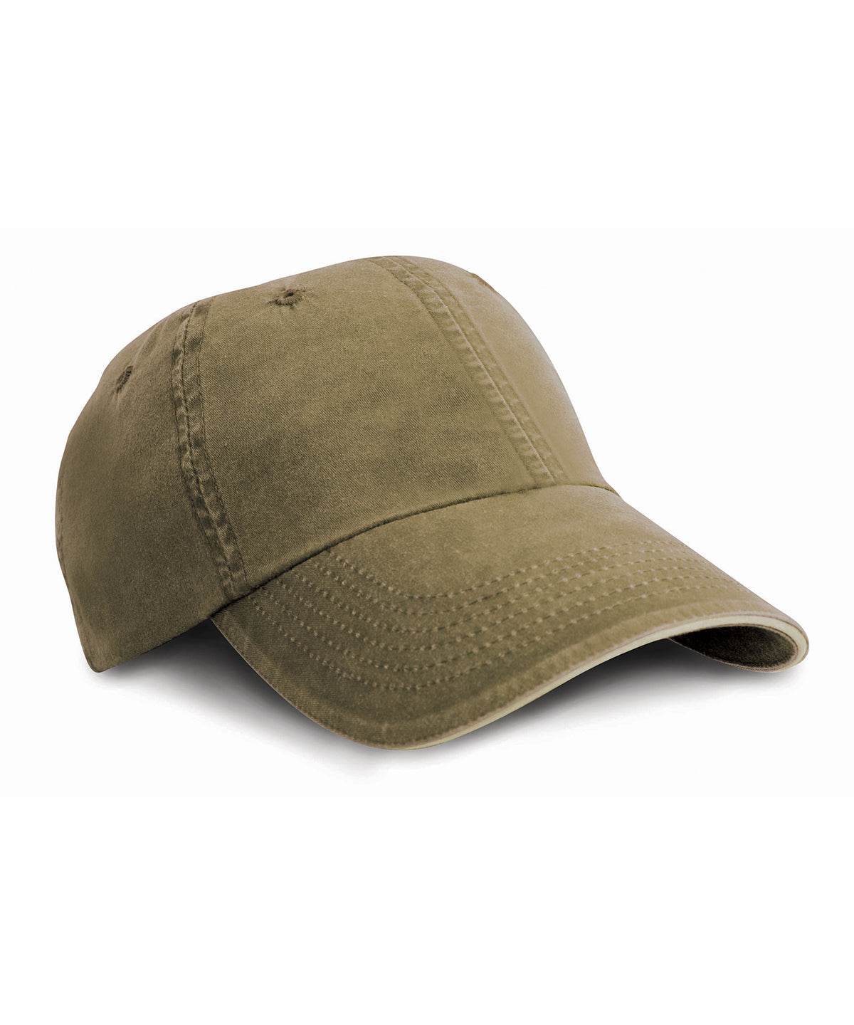 Result Headwear Washed fine line cotton cap with sandwich peak, image 3