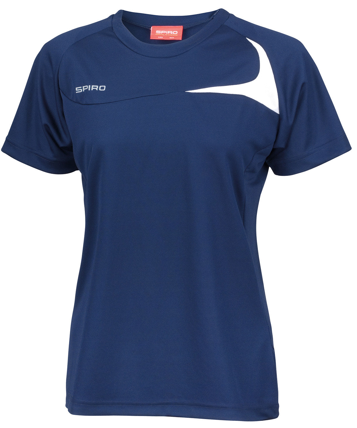 Spiro Women's dash training shirt in Navy/White, image 2