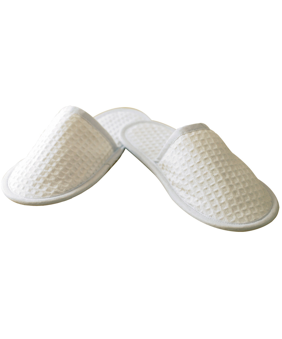 Towel City Waffle mule slippers in White, image 2