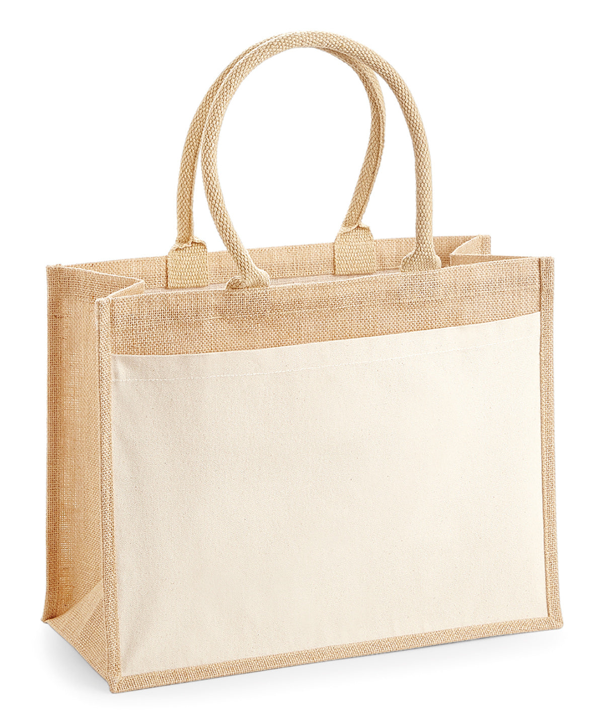 Westford Mill Cotton pocket jute shopper in Natural, image 2