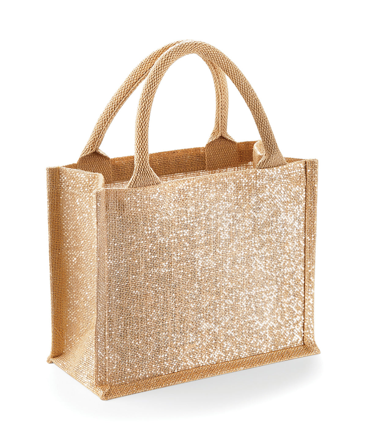 Westford Mill Shimmer jute mini gift bag in Natural Gold, image 2
