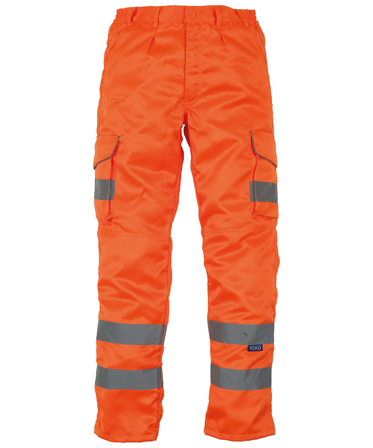 Yoko Hi-vis polycotton cargo trousers with kneepad pockets (HV018T/3M) in Orange, image 2