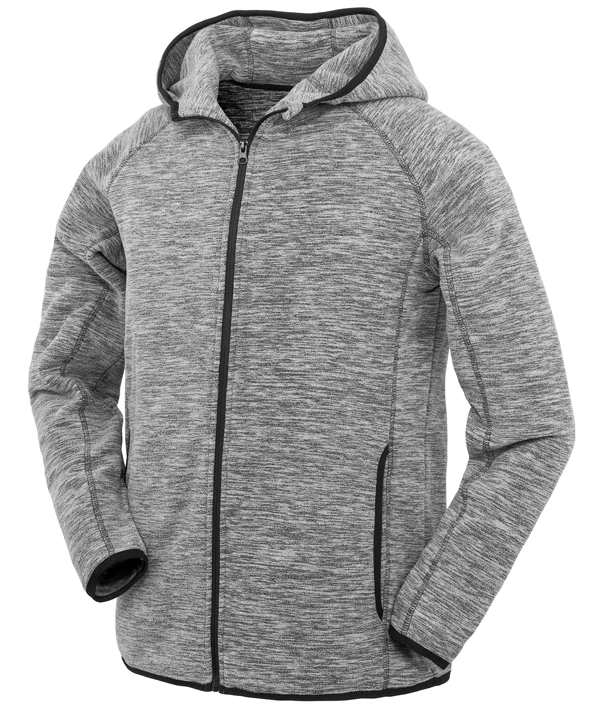 Spiro Microfleece hoodi in Grey/Black, image 2