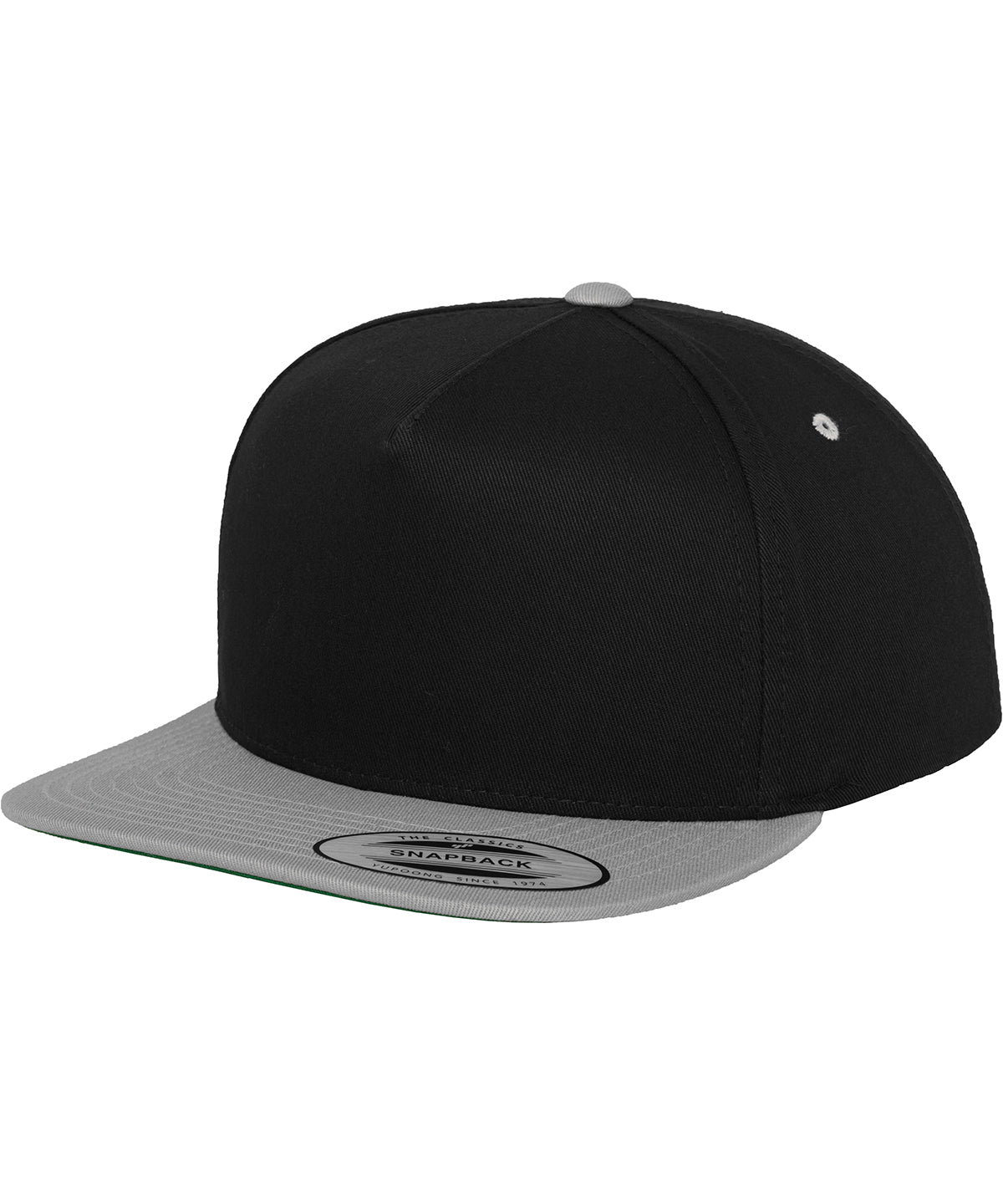 Flexfit by Yupoong Classic 5-panel snapback in Black/Silver, image 2
