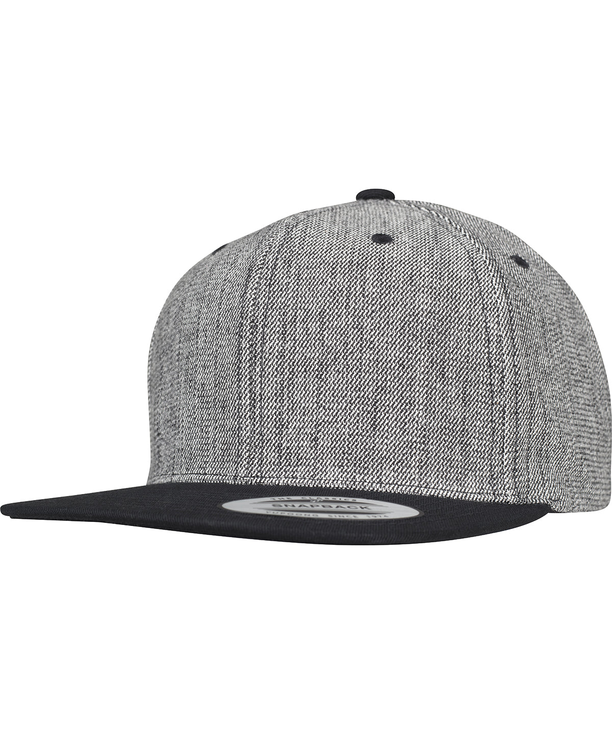 Flexfit by Yupoong Melange solid snapback in Black Melange/Black, image 2