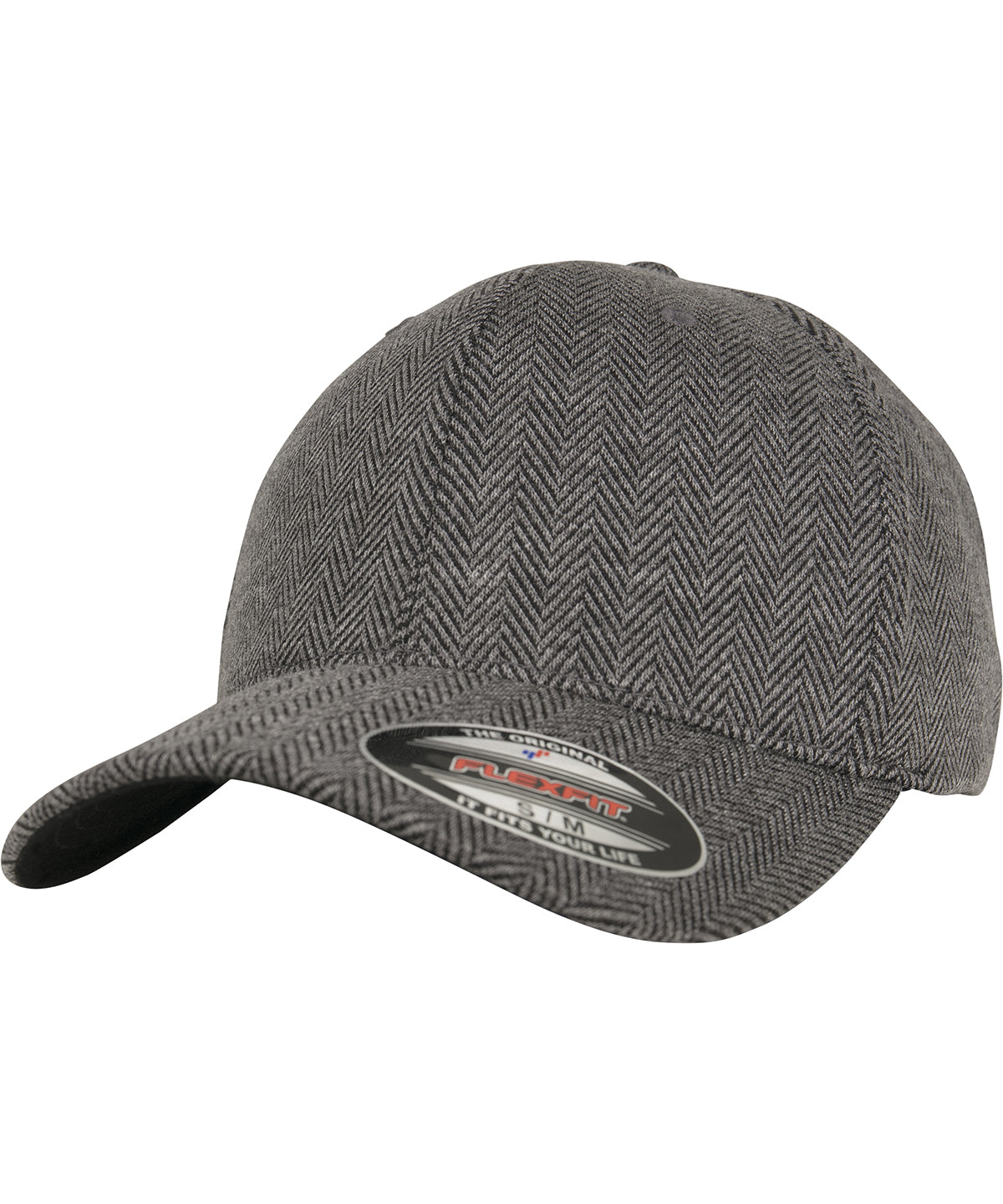 Flexfit by Yupoong Herringbone melange Flexfit in Black/Heather Grey, image 2