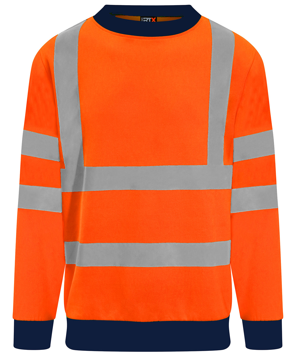 ProRTX High Visibility High visibility sweatshirt in HV Orange/Navy, front view