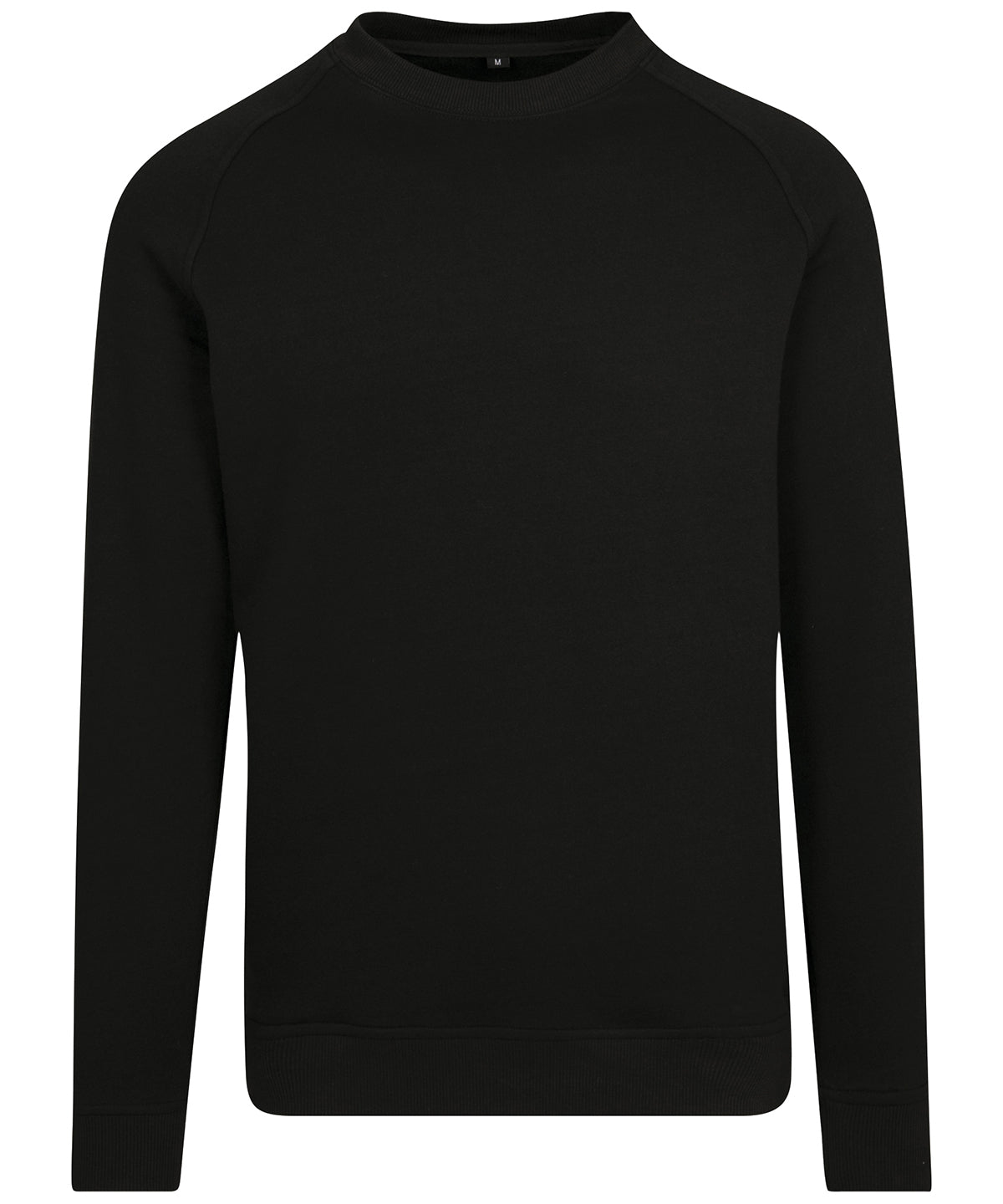Build Your Brand Raglan sweat crew neck in Black, front view