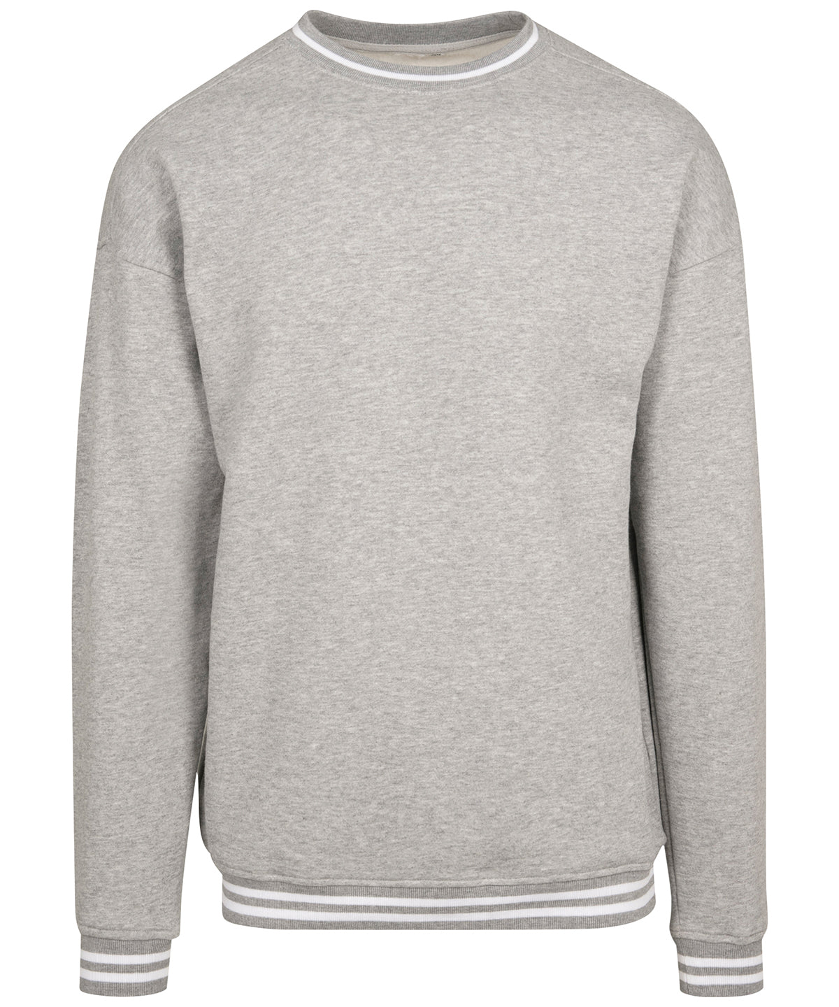 Build Your Brand College sweat crew in Heather Grey/White, image 2