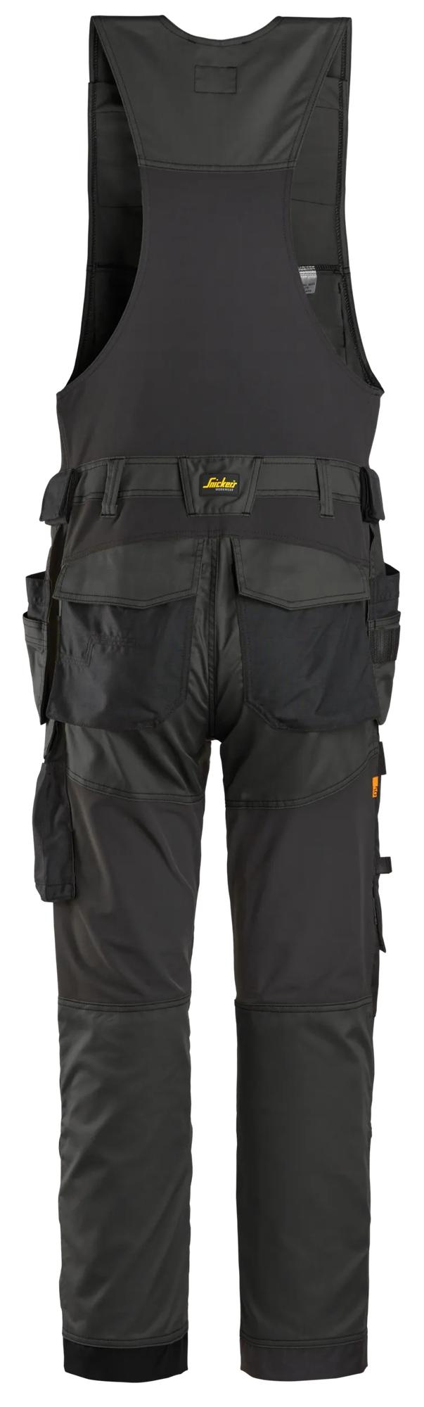 Snickers Workwear 6012 AllroundWork, Stretch One-piece Trousers Holster Pockets in Black/Black, back view