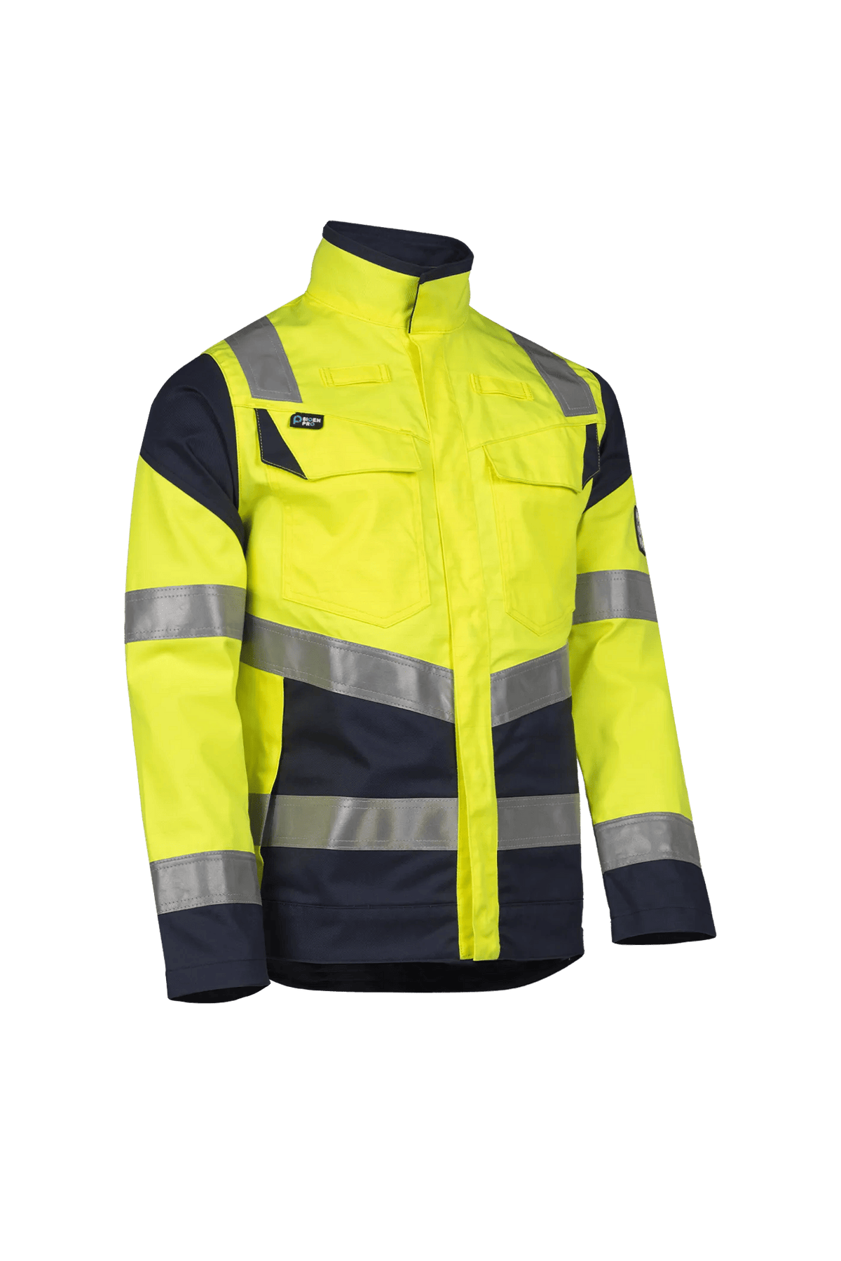 Sioen PRO Acrux in High-vis yellow/Navy blue, side view