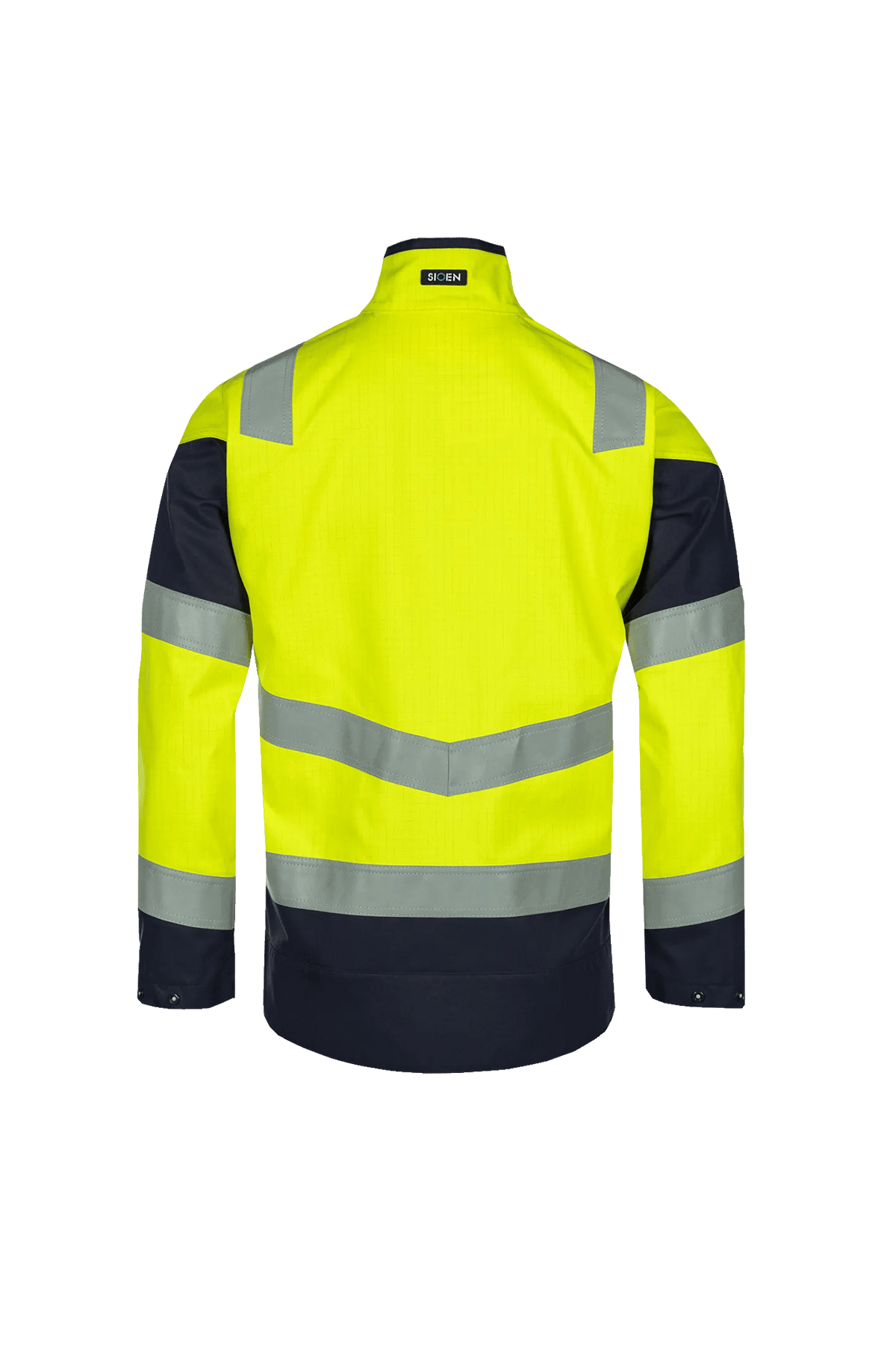 Sioen PRO Merak in High-vis yellow/Navy blue, back view