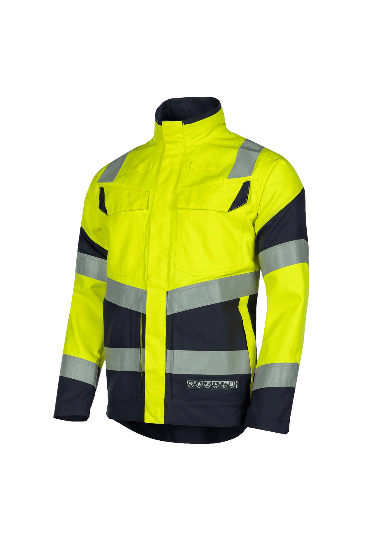 Sioen PRO Merak in High-vis yellow/Navy blue, side view