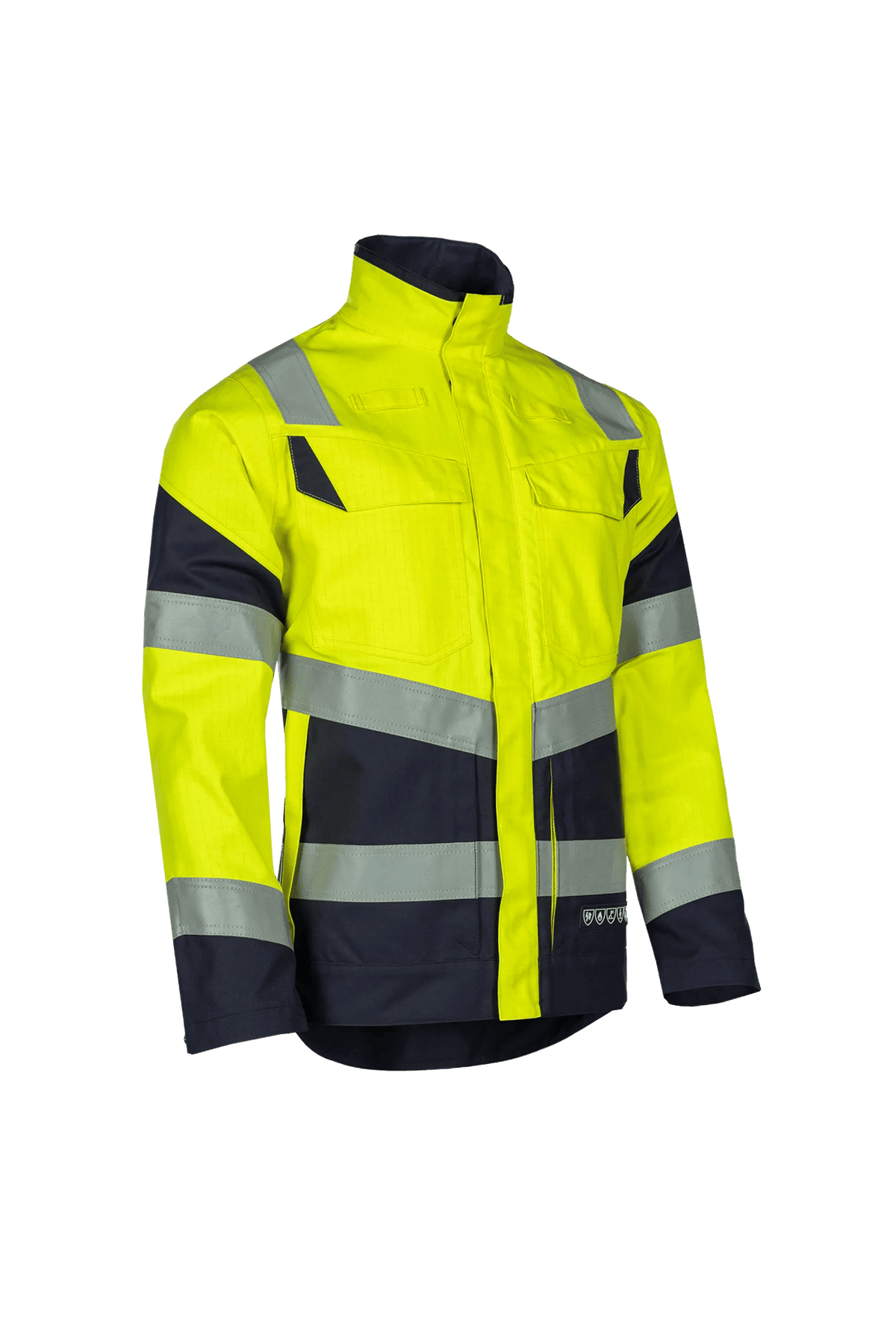 Sioen PRO Merak in High-vis yellow/Navy blue, side view