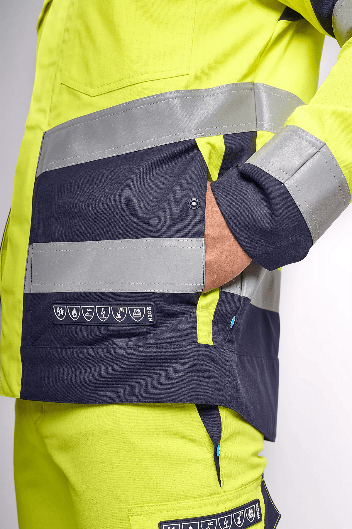Sioen PRO Merak in High-vis yellow/Navy blue
