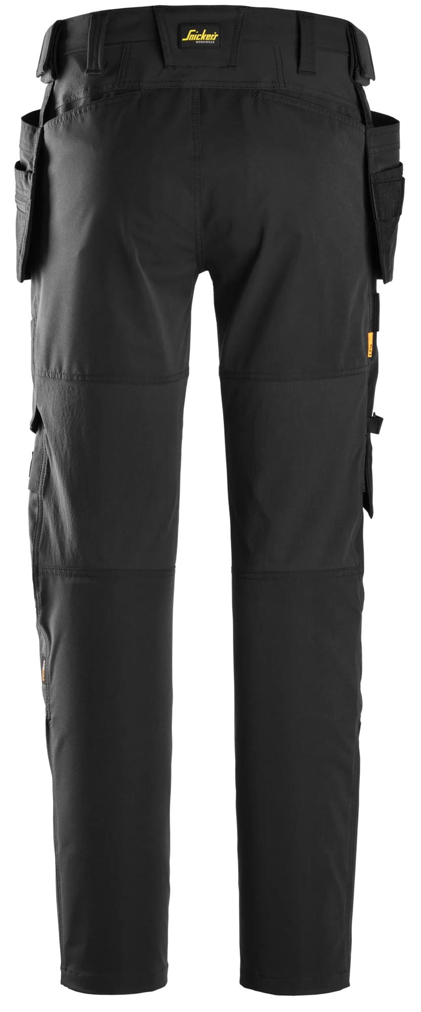 Snickers Workwear 6218 AllroundWork, Stretch Trousers Holster Pockets in Black/Black, back view