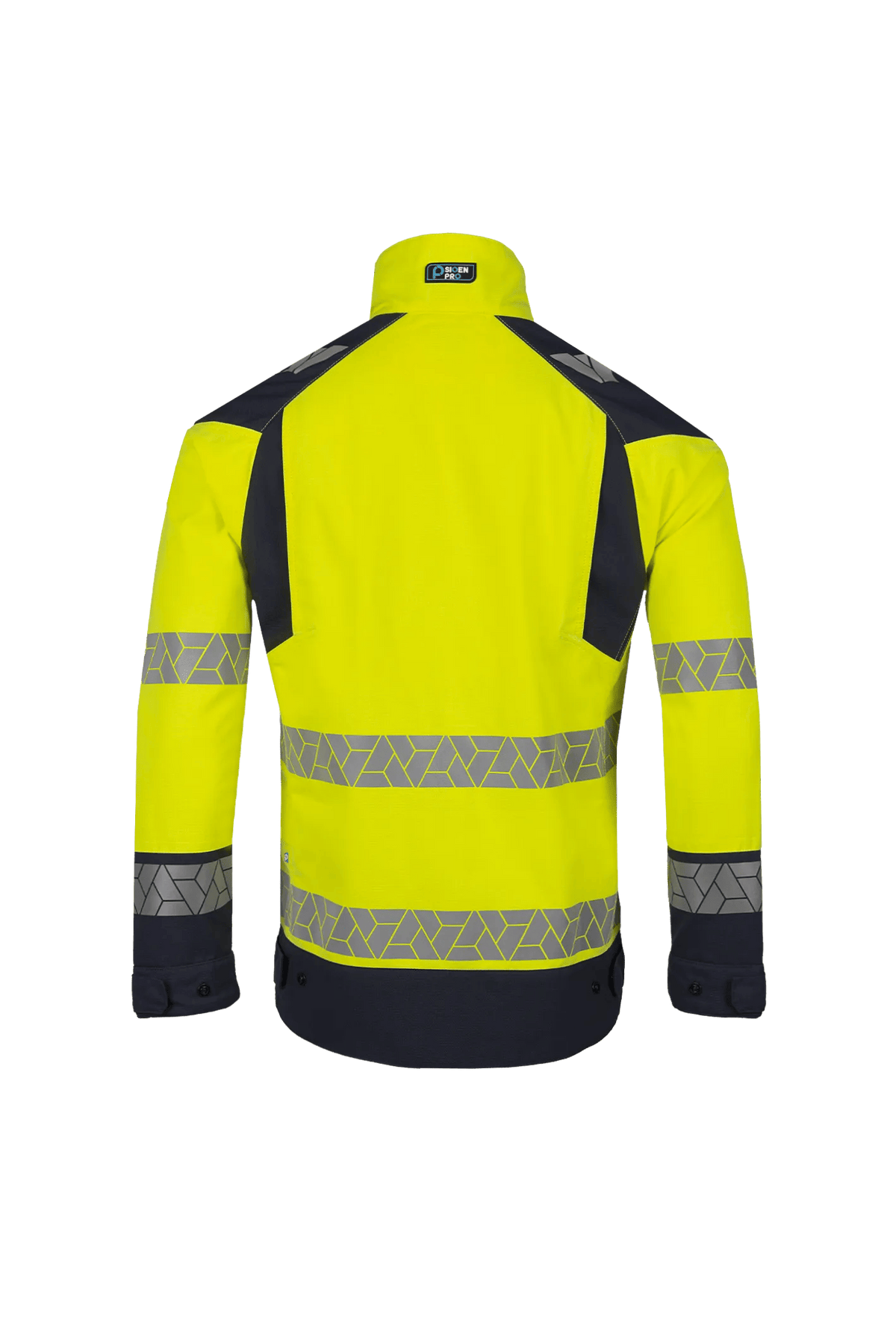 Sioen PRO Vanout in High-vis yellow/Navy blue, back view