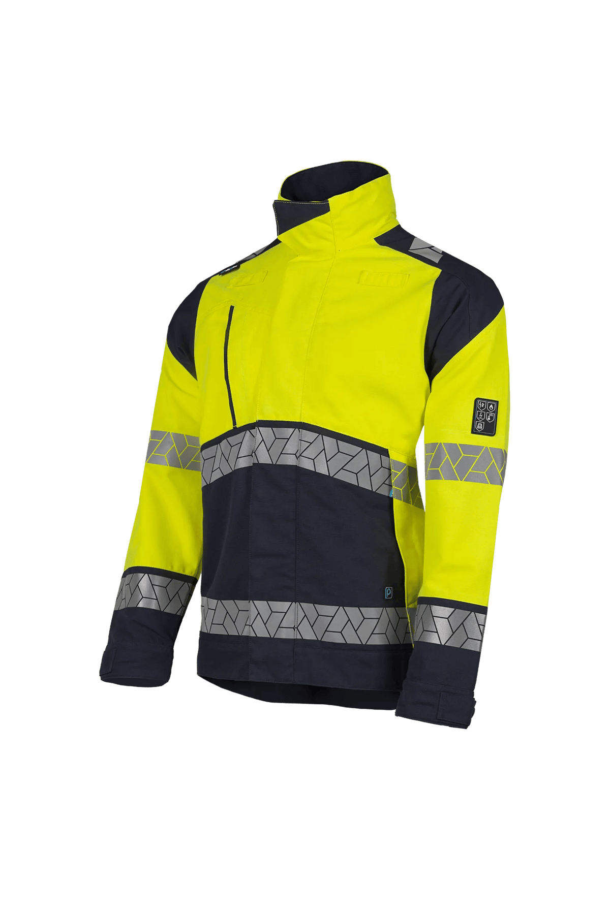 Sioen PRO Vanout in High-vis yellow/Navy blue, side view