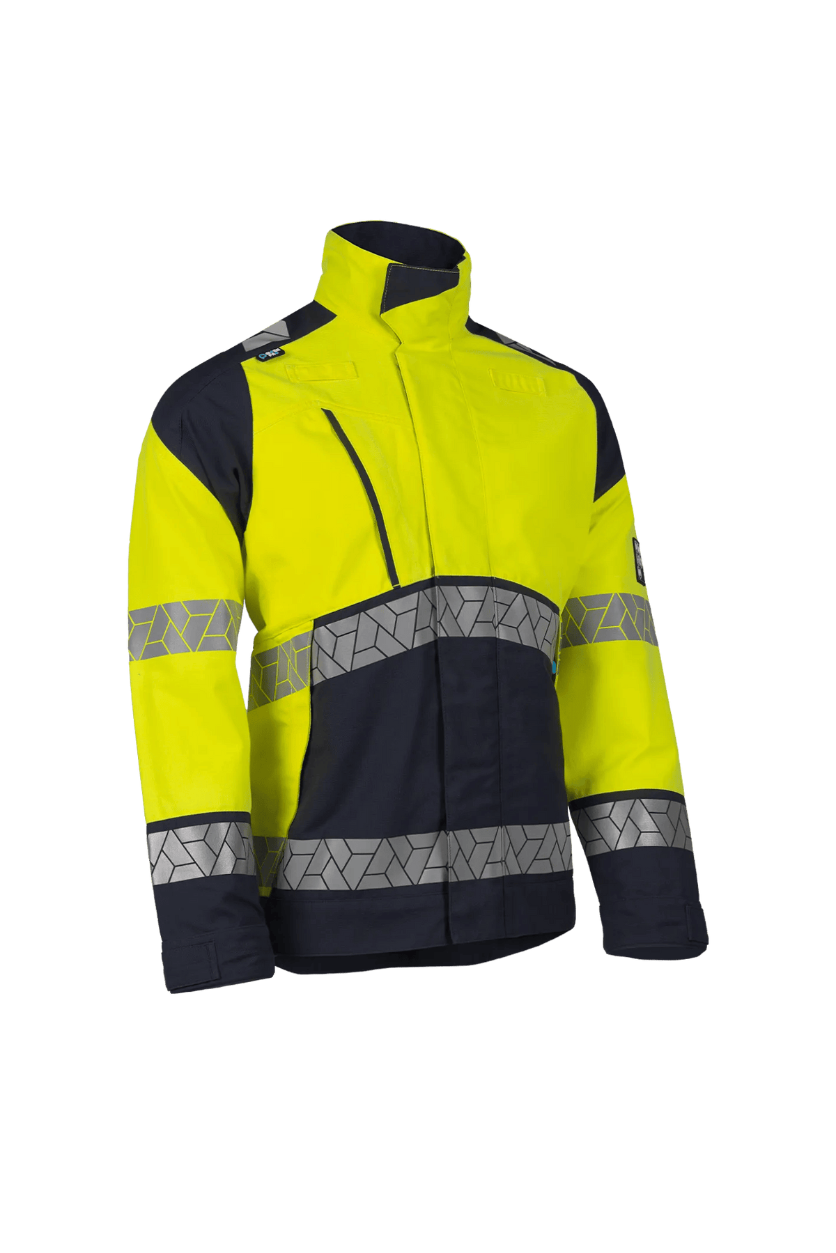 Sioen PRO Vanout in High-vis yellow/Navy blue, side view