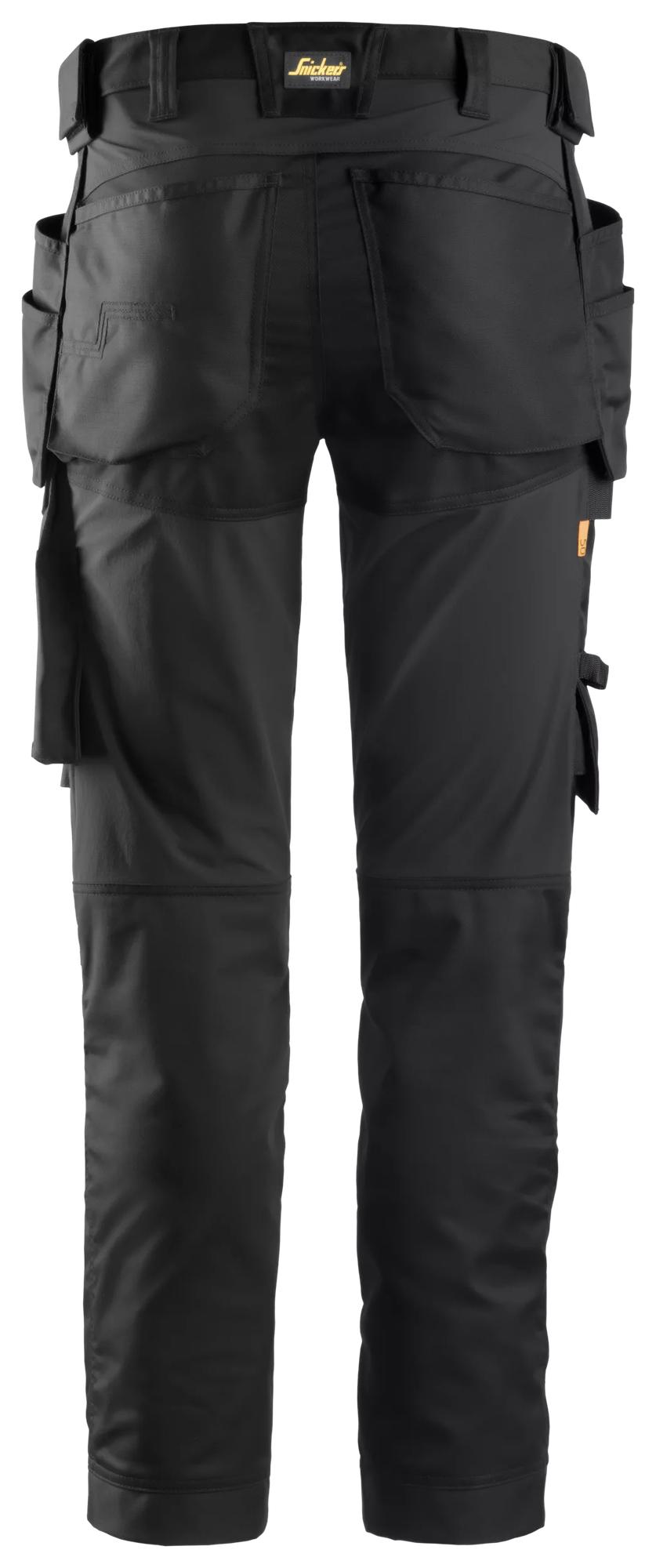 Snickers Workwear 6241 AllroundWork, Stretch Trousers Holster Pockets in Black/Black, back view