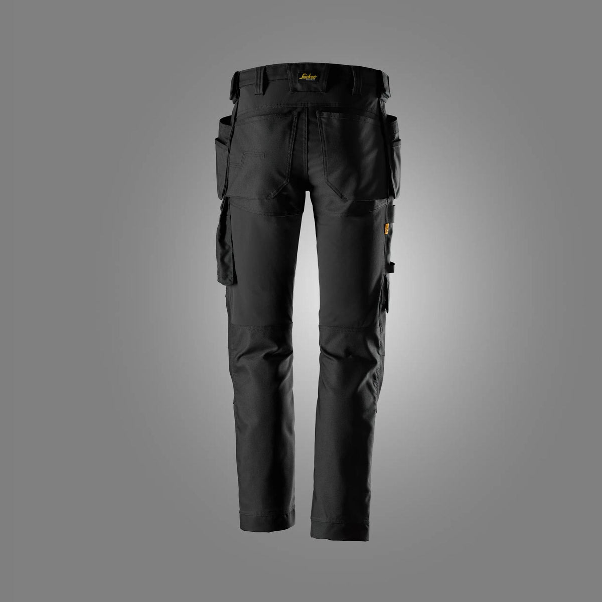 Snickers Workwear 6244 AllroundWork, Canvas Stretch Trousers Holster Pockets in Black/Black, back view