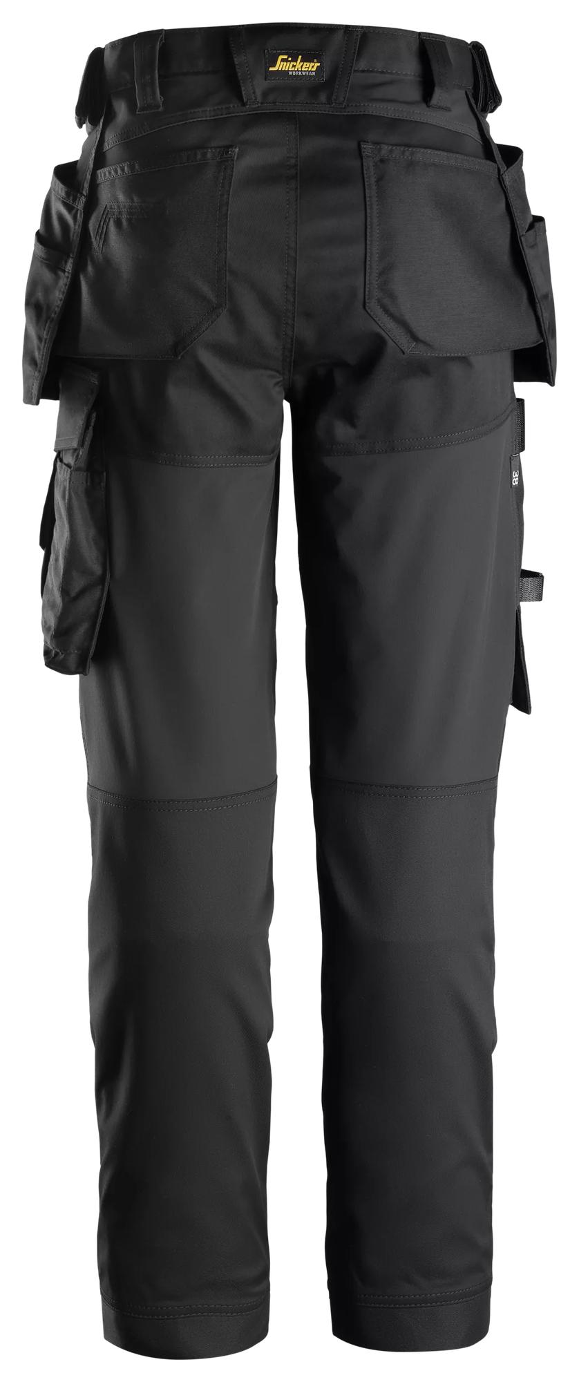 Snickers Workwear 6247 AllroundWork, Women's Stretch Trousers Holster Pockets in Black/Black, back view