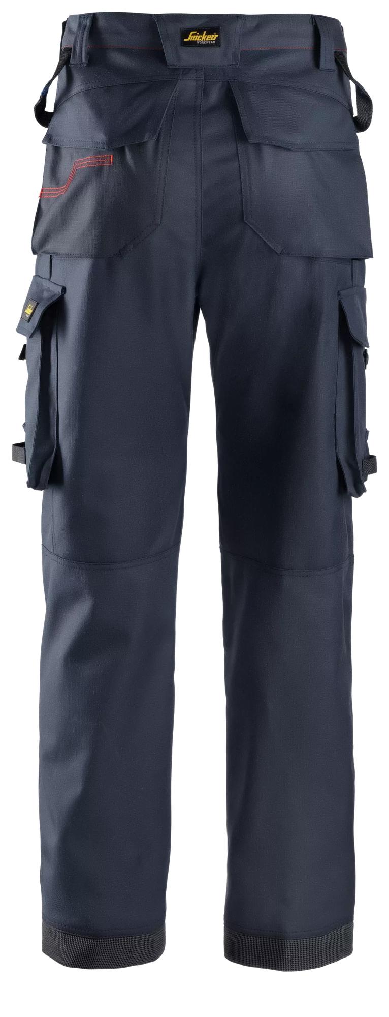 Snickers Workwear 6362 ProtecWork, Work Trousers Equal Leg Pockets in Navy, back view