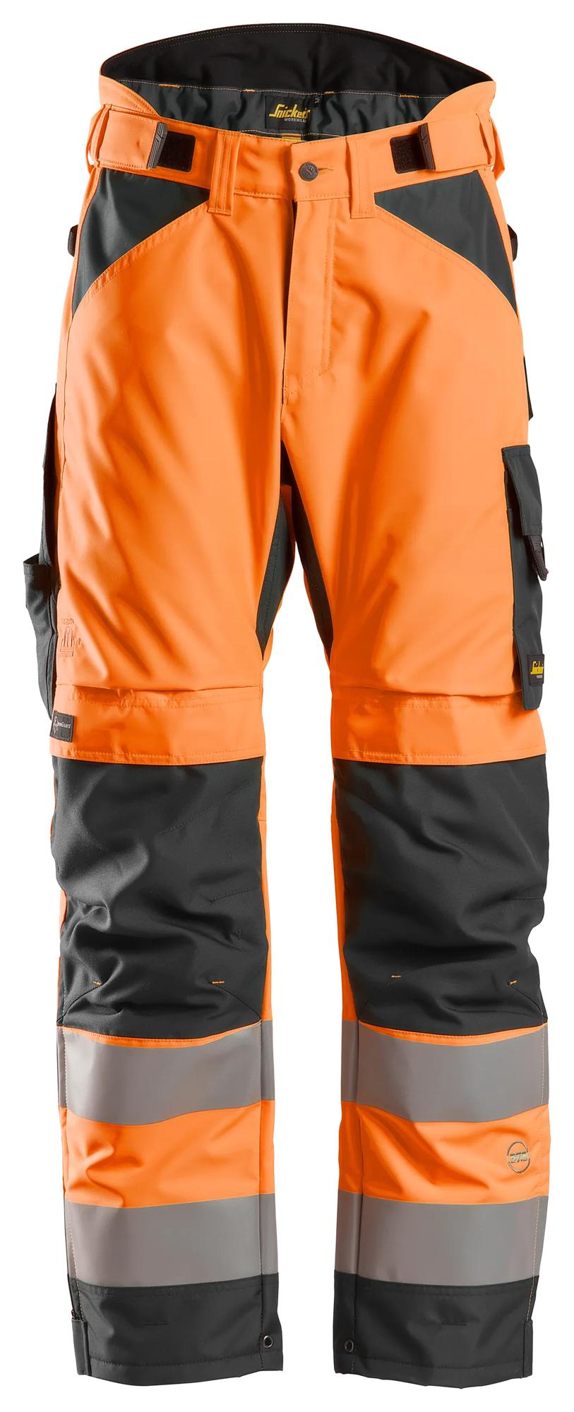 Snickers Workwear 6639 High-Vis Class 2, 37.5® Insulated Trousers+ – Hi-Vis Orange/Black (front)