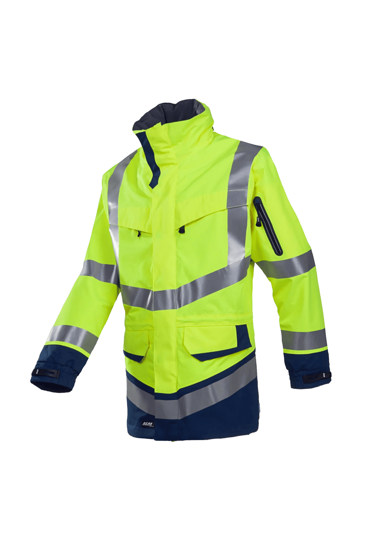 Sioen Windsor in High-vis yellow/Navy blue, side view