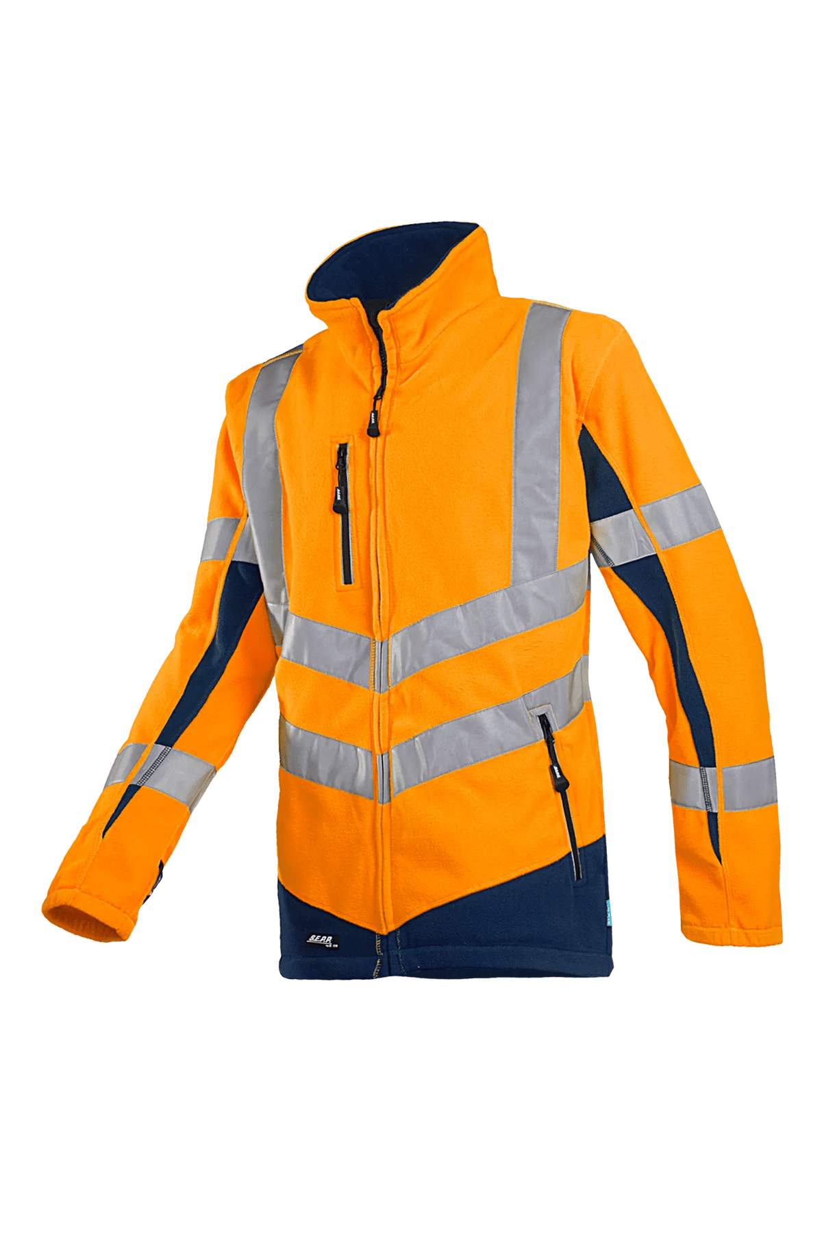 Sioen Senic in High-vis orange/Navy blue, side view