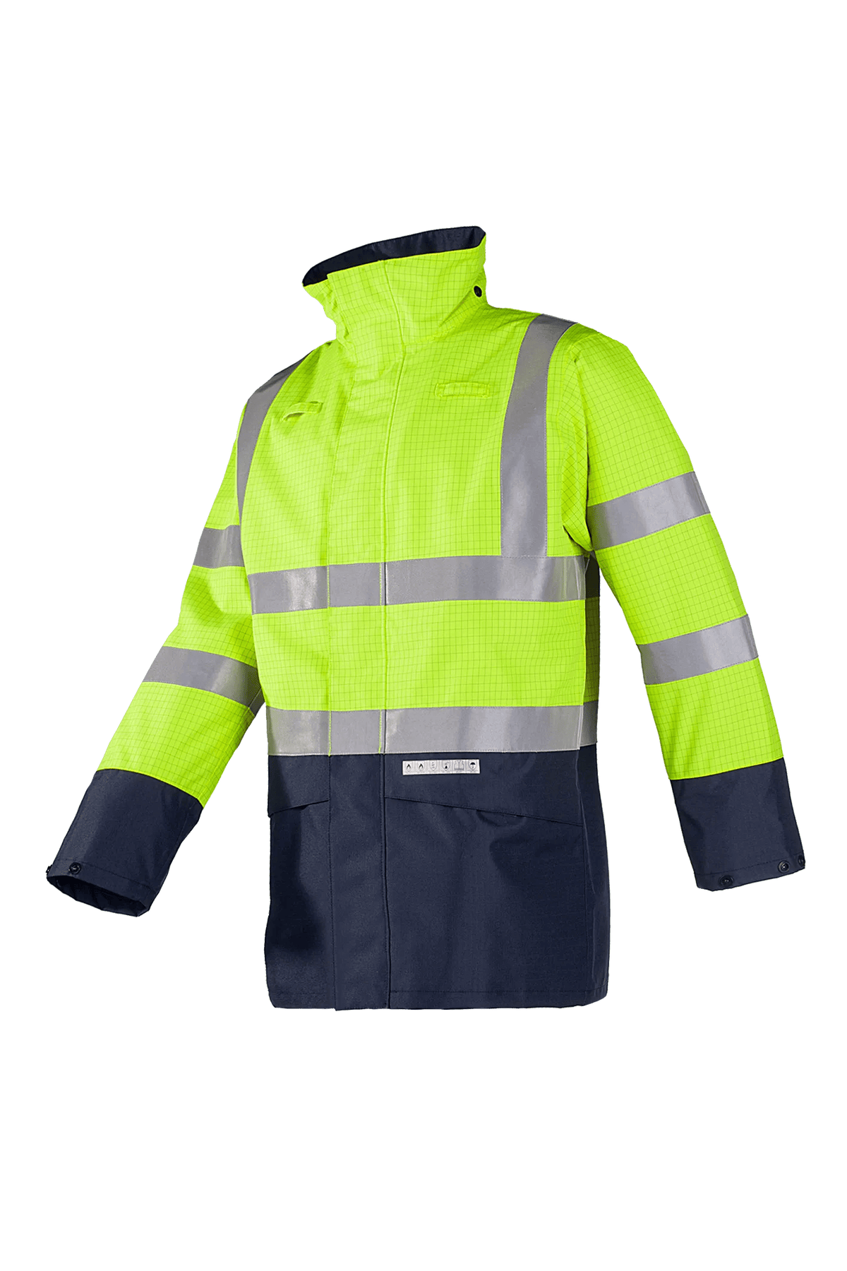 Sioen PRO Elliston in High-vis yellow/Navy blue, side view