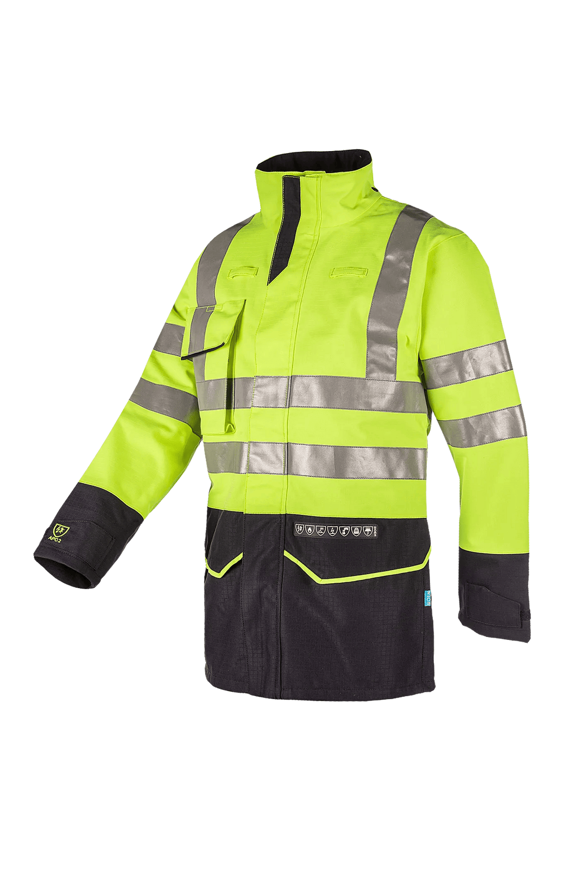 Sioen PRO Nash in High-vis yellow/Navy blue, side view
