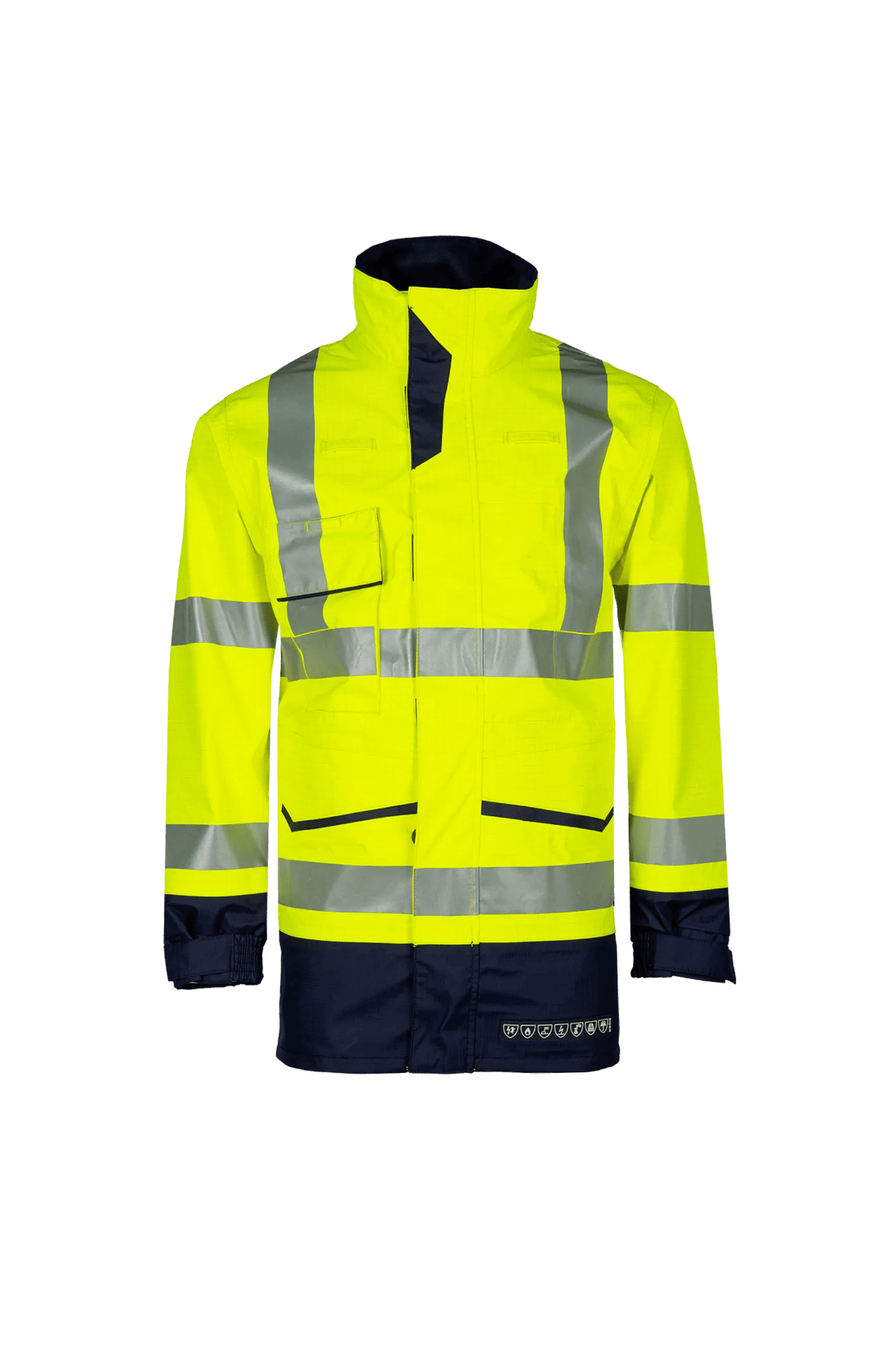 Sioen PRO Falcon in High-vis yellow/Navy blue, front view