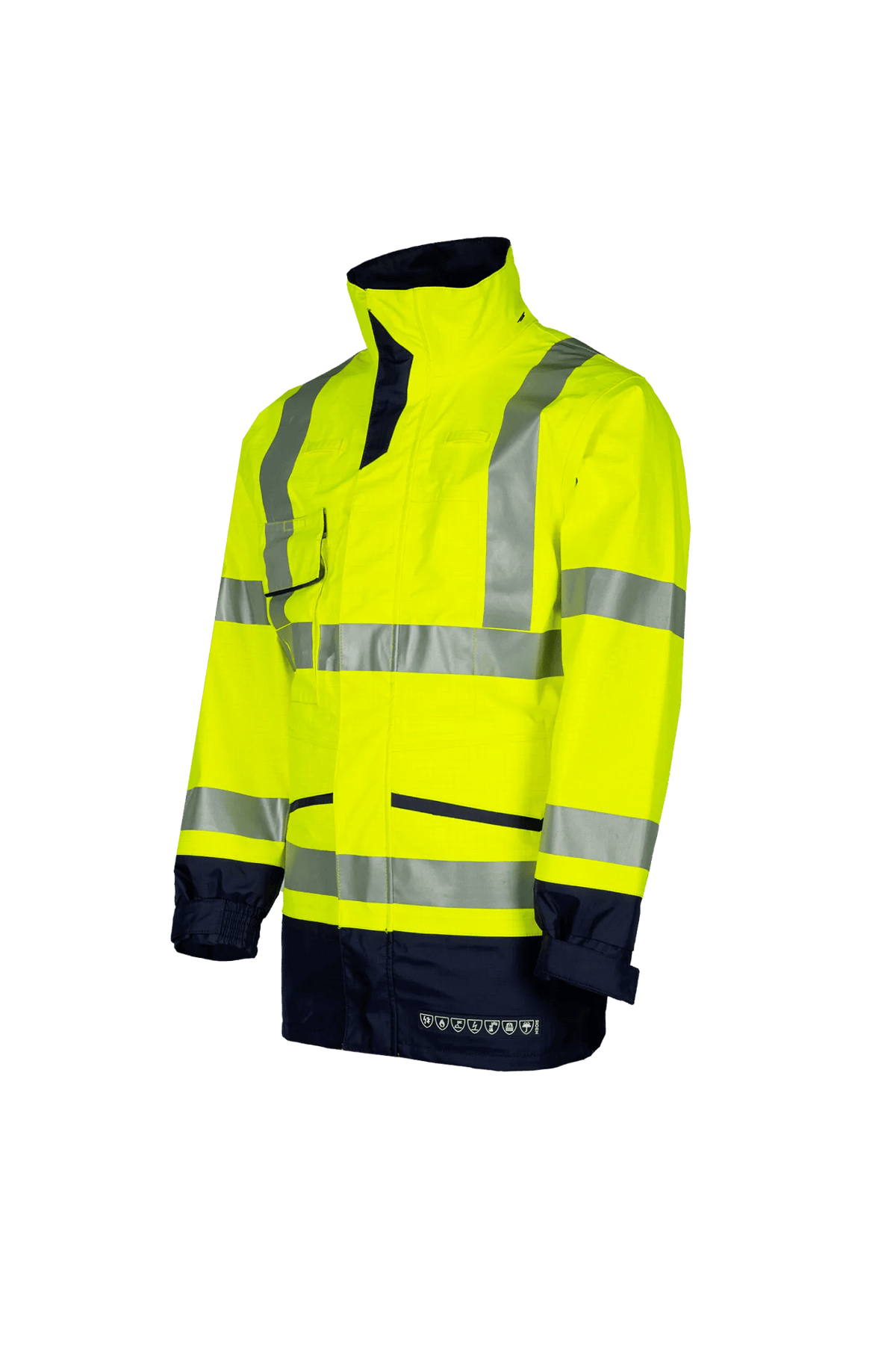 Sioen PRO Falcon in High-vis yellow/Navy blue, side view