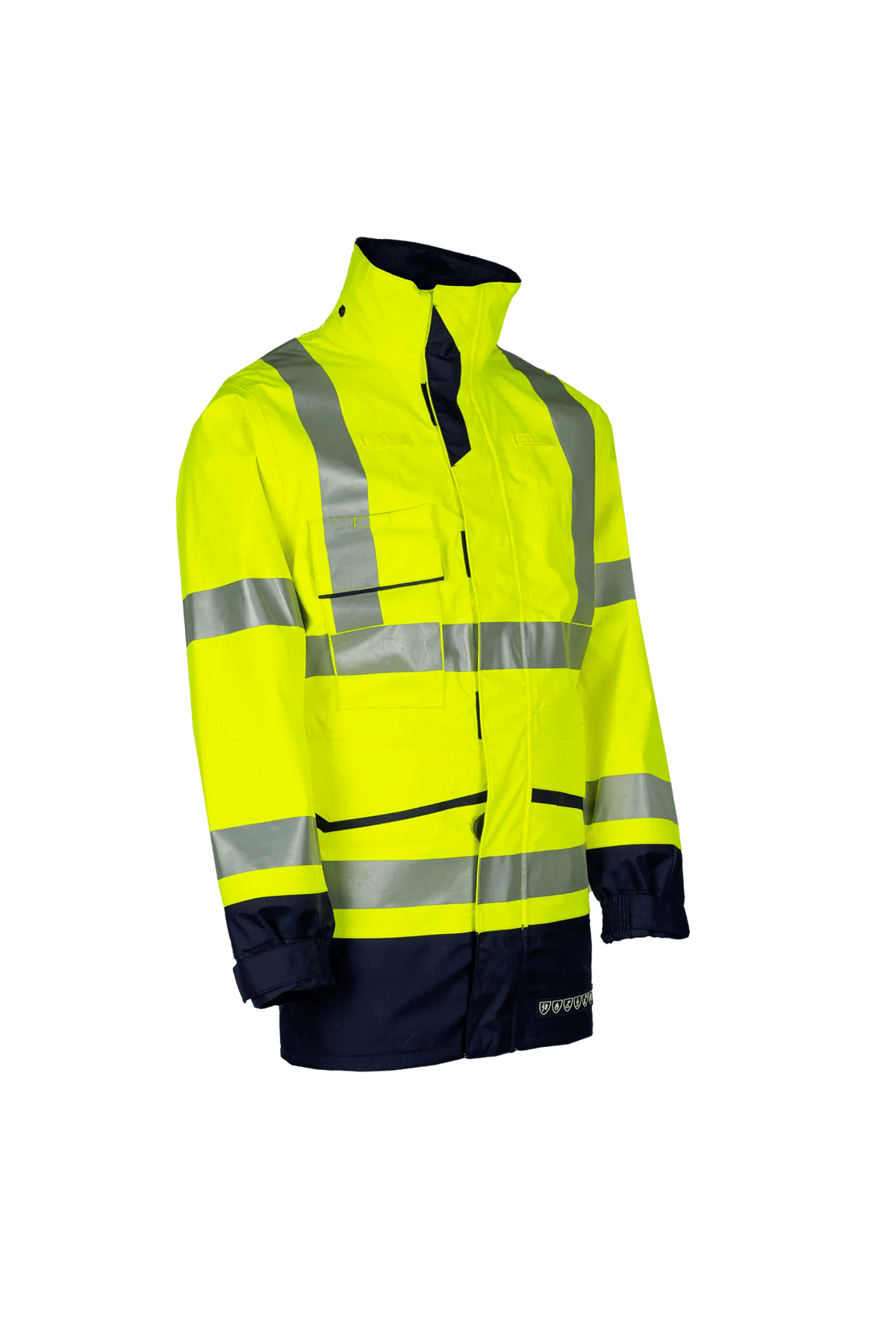 Sioen PRO Falcon in High-vis yellow/Navy blue, side view
