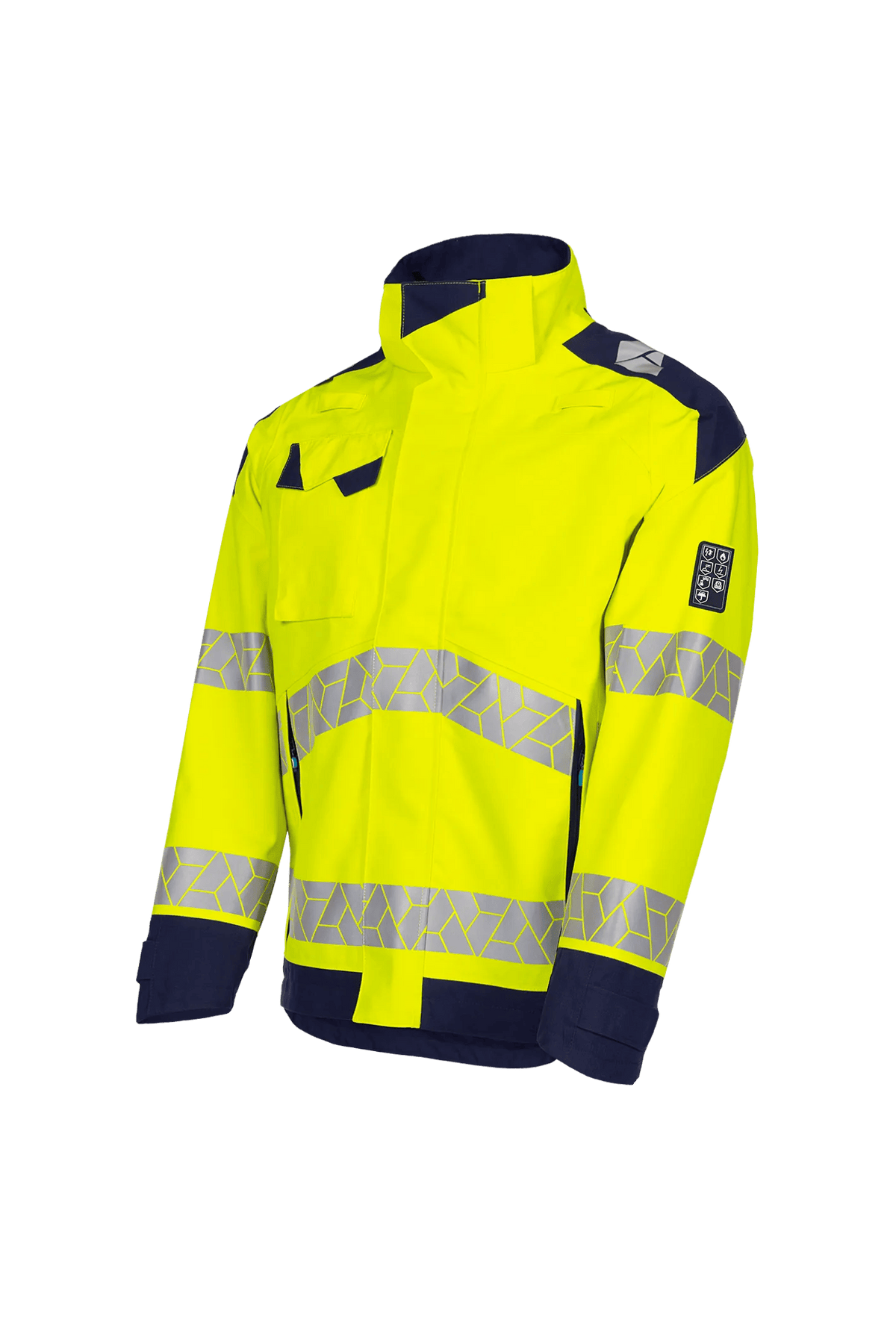 Sioen PRO Japrox in High-vis yellow/Navy blue, side view