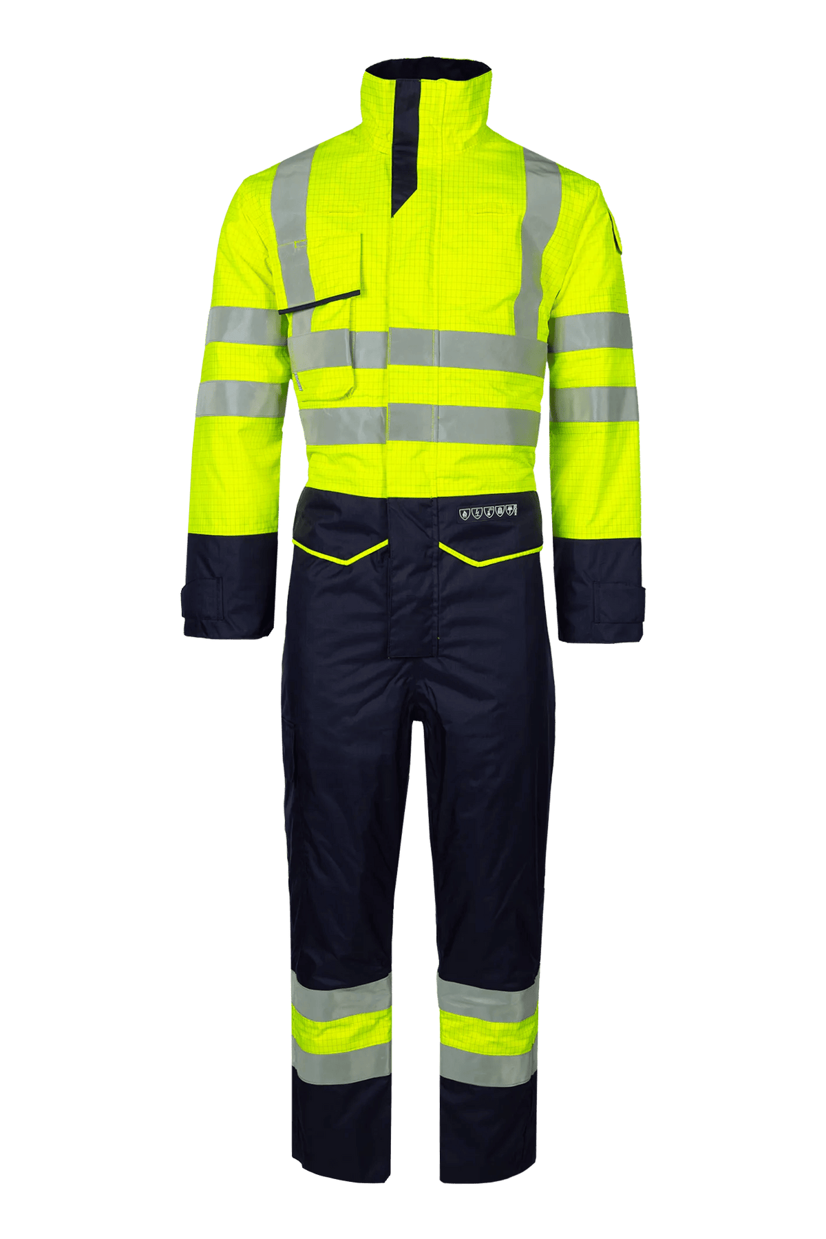 Sioen PRO Carret in High-vis yellow/Navy blue, front view