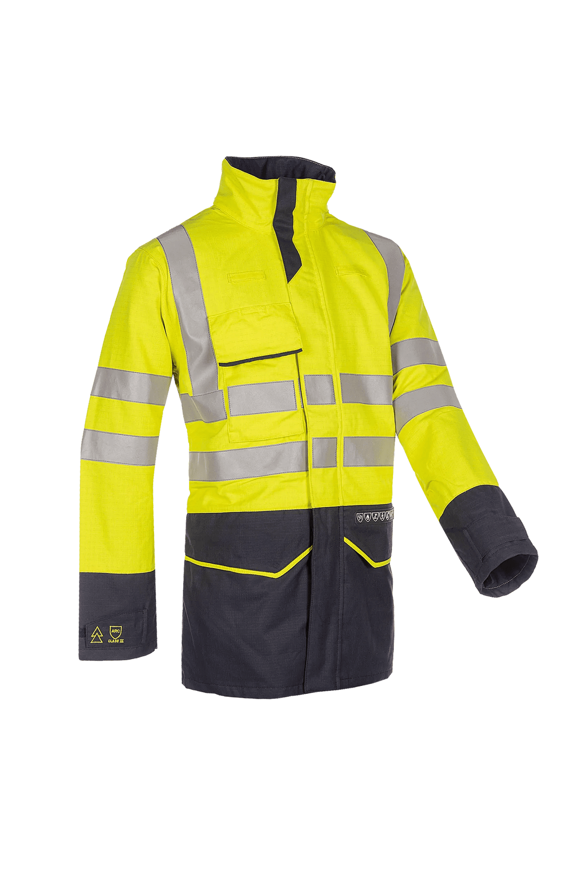 Sioen PRO Glacier in High-vis yellow/Navy blue, side view