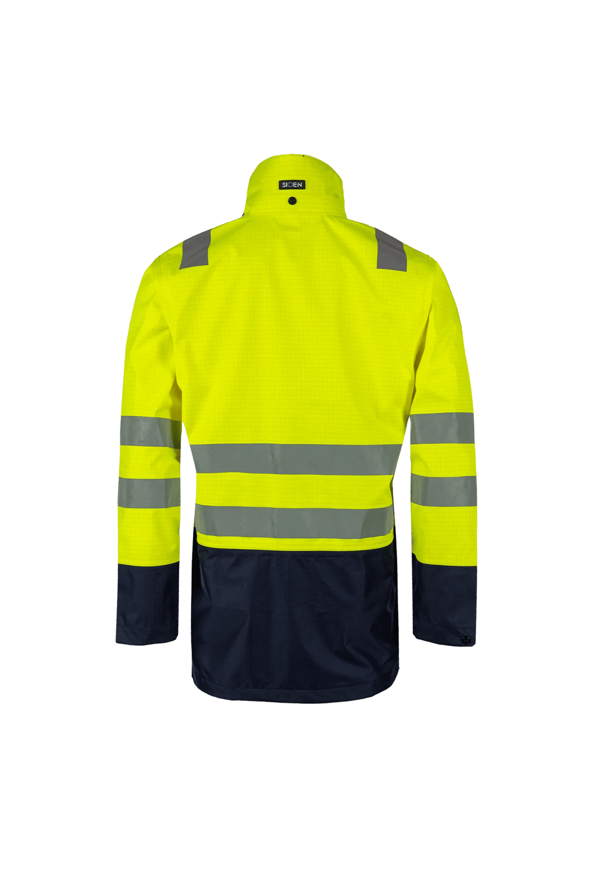 Sioen PRO Kaldvik in High-vis yellow/Navy blue, back view