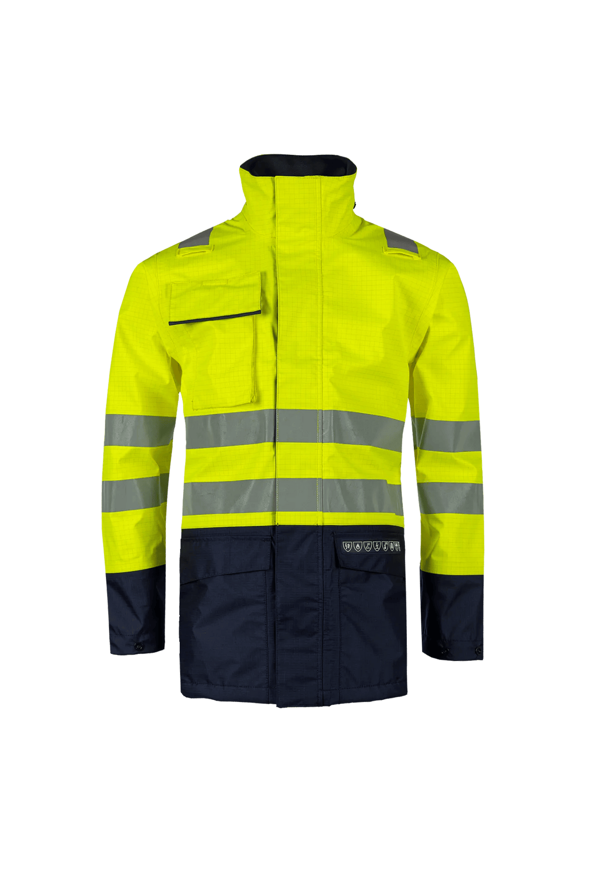 Sioen PRO Kaldvik in High-vis yellow/Navy blue, front view